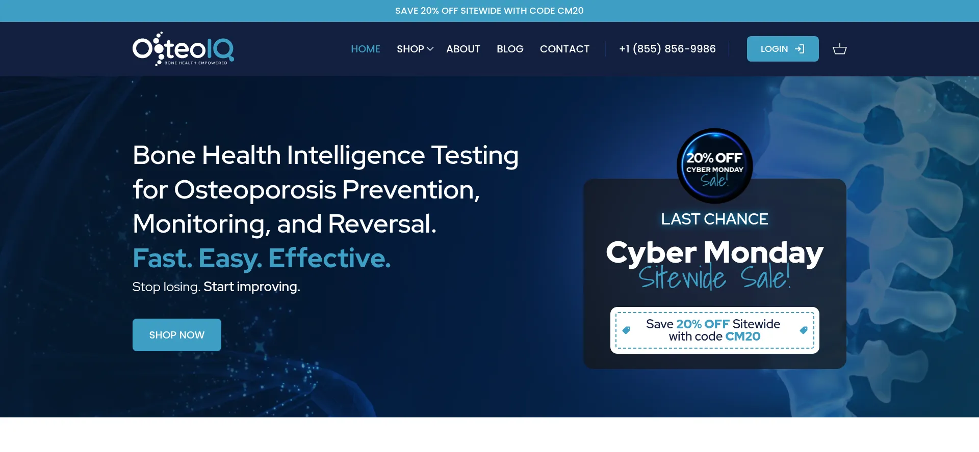 Website screenshot of Osteoiq.com