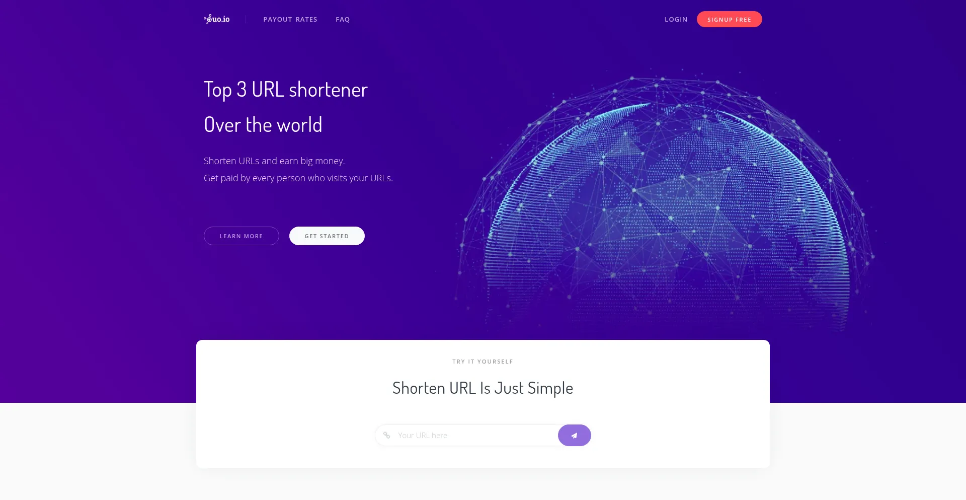 Website screenshot of Ouo.io