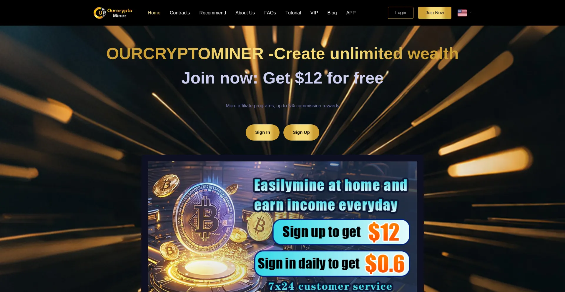 Website screenshot of Ourcryptominer.com