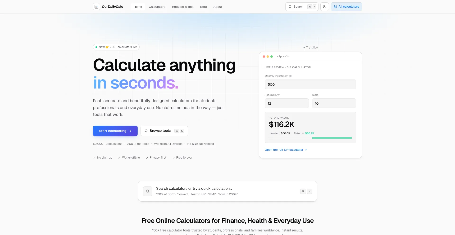 Ourdailycalc.com