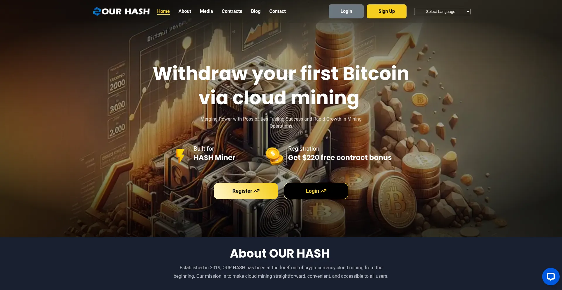 Website screenshot of Ourhash.org