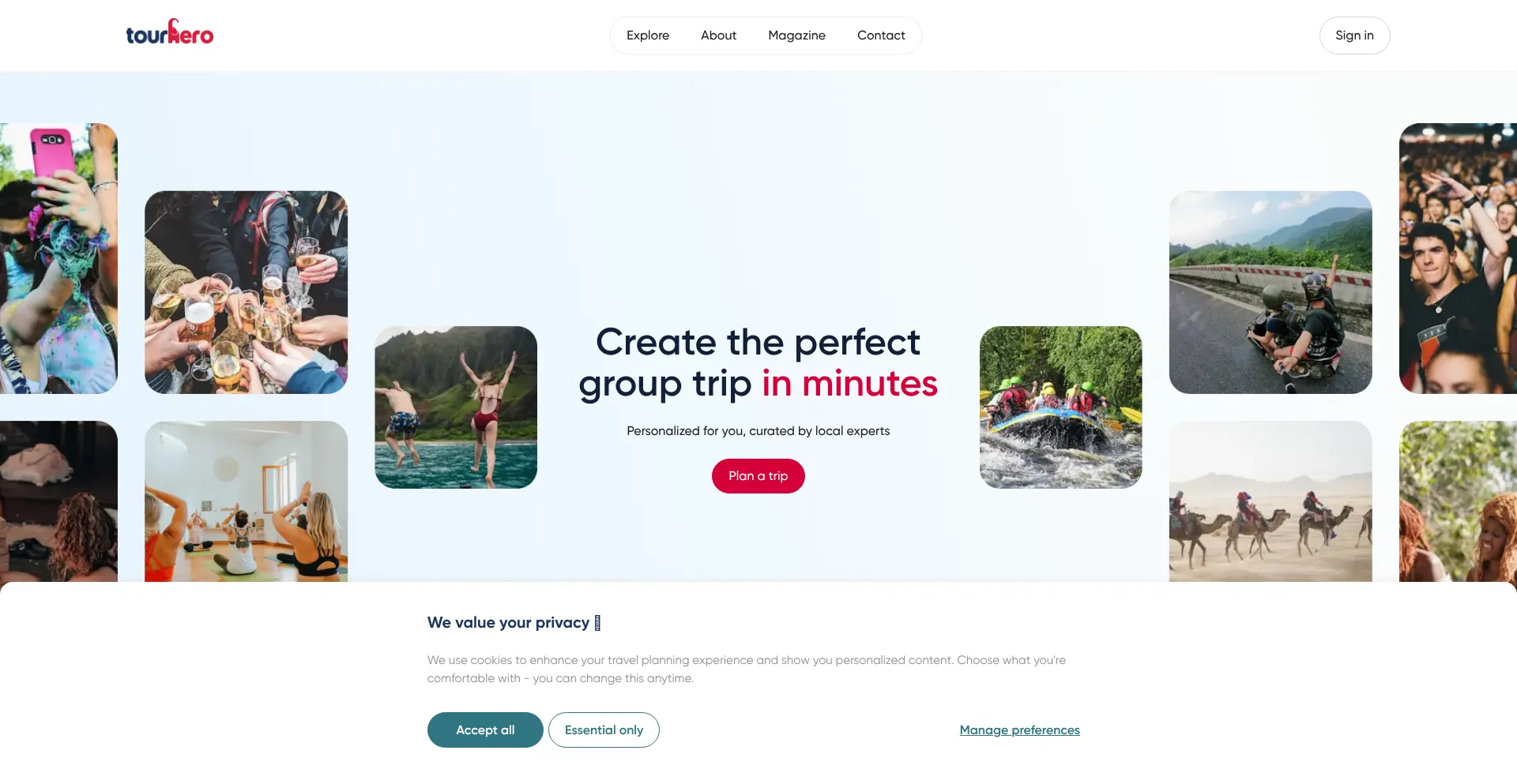 Website screenshot of Ourtourhero.com