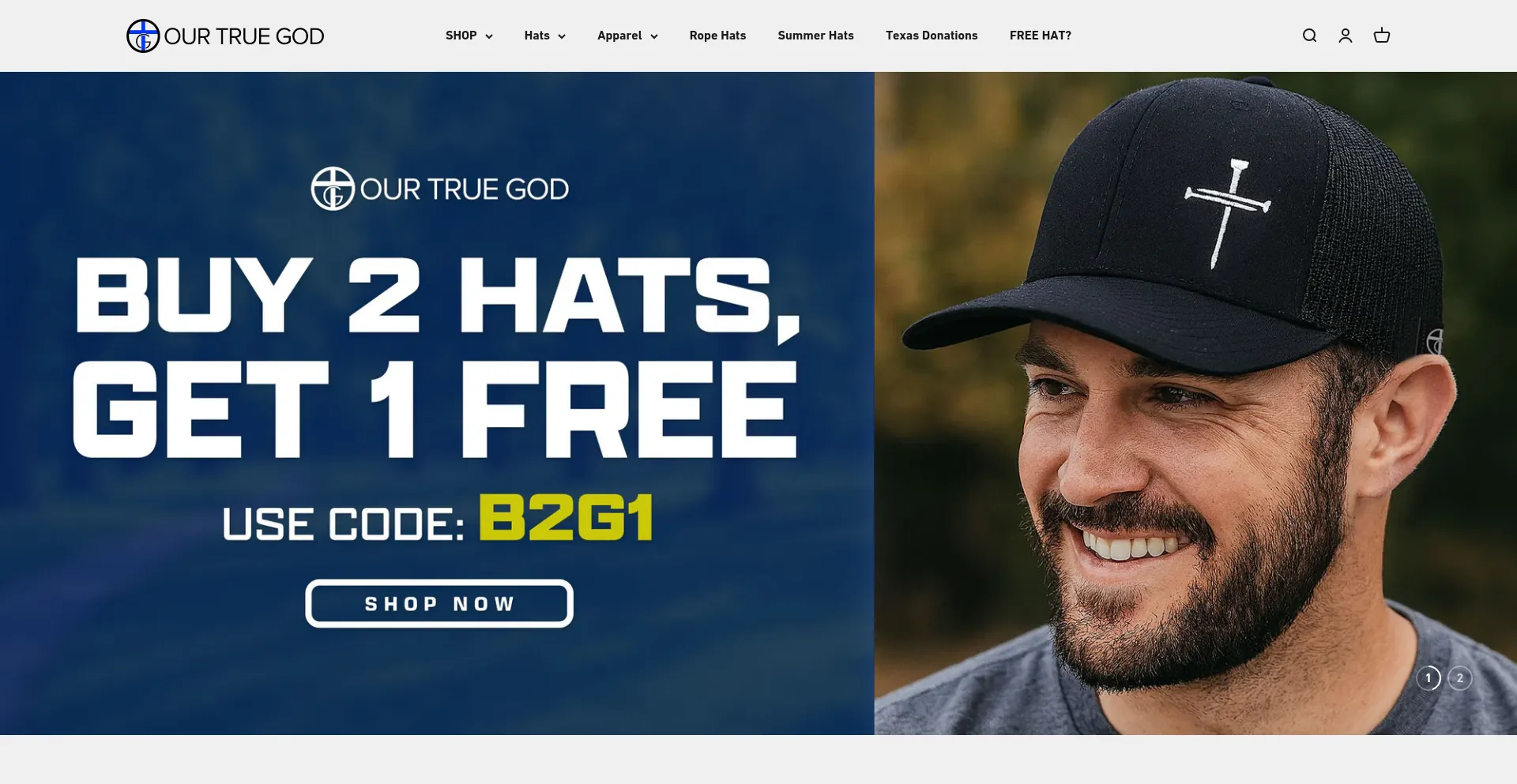 Website screenshot of Ourtruegod.com