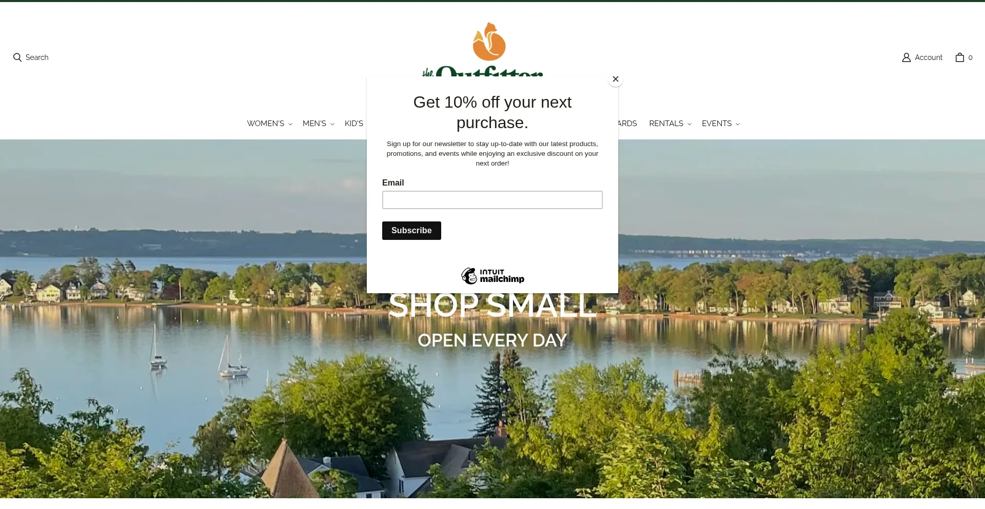 Website screenshot of Outfitterharborsprings.com