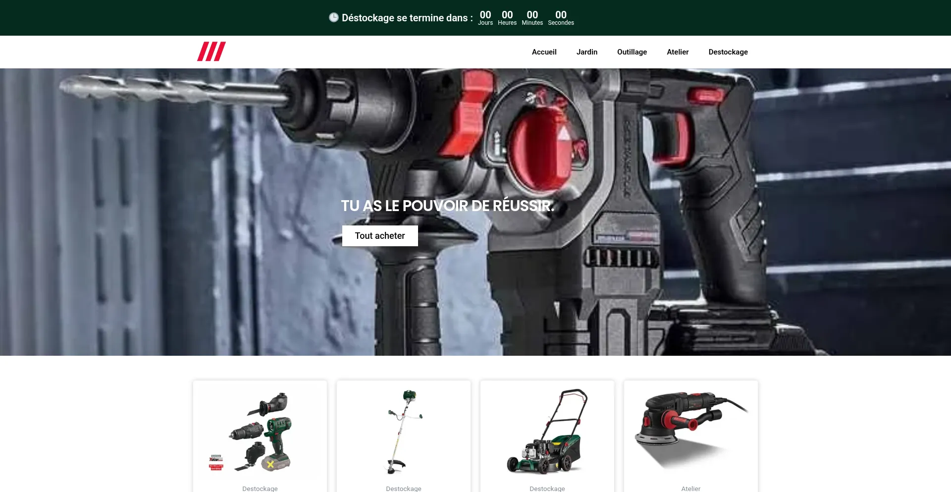 Website screenshot of Outils-destock.com