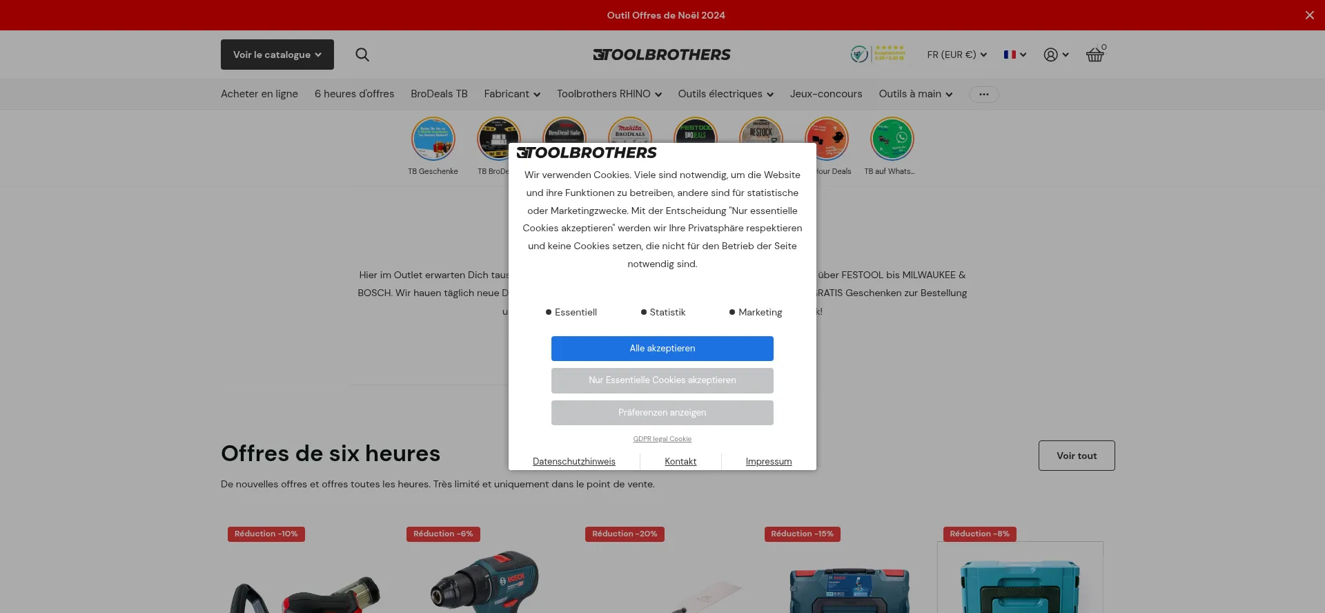 Website screenshot of Outlet.toolbrothers.fr