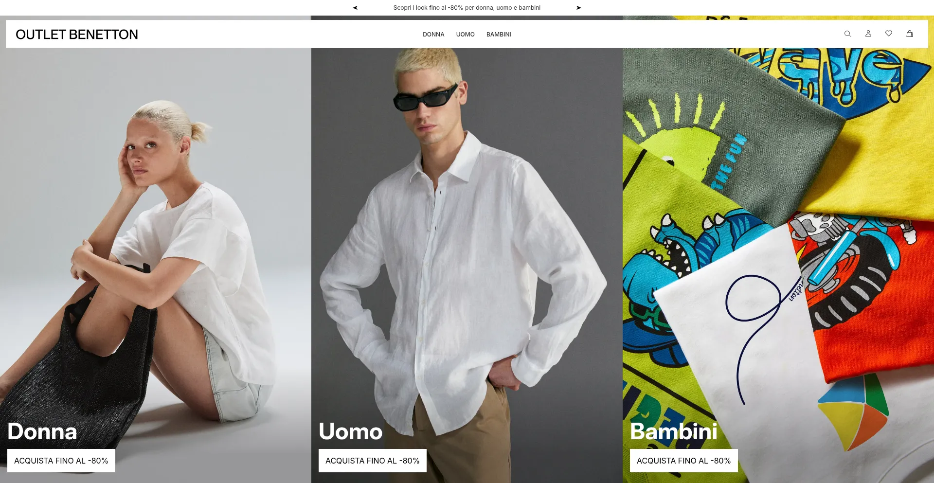 Website screenshot of Outletbenetton.com