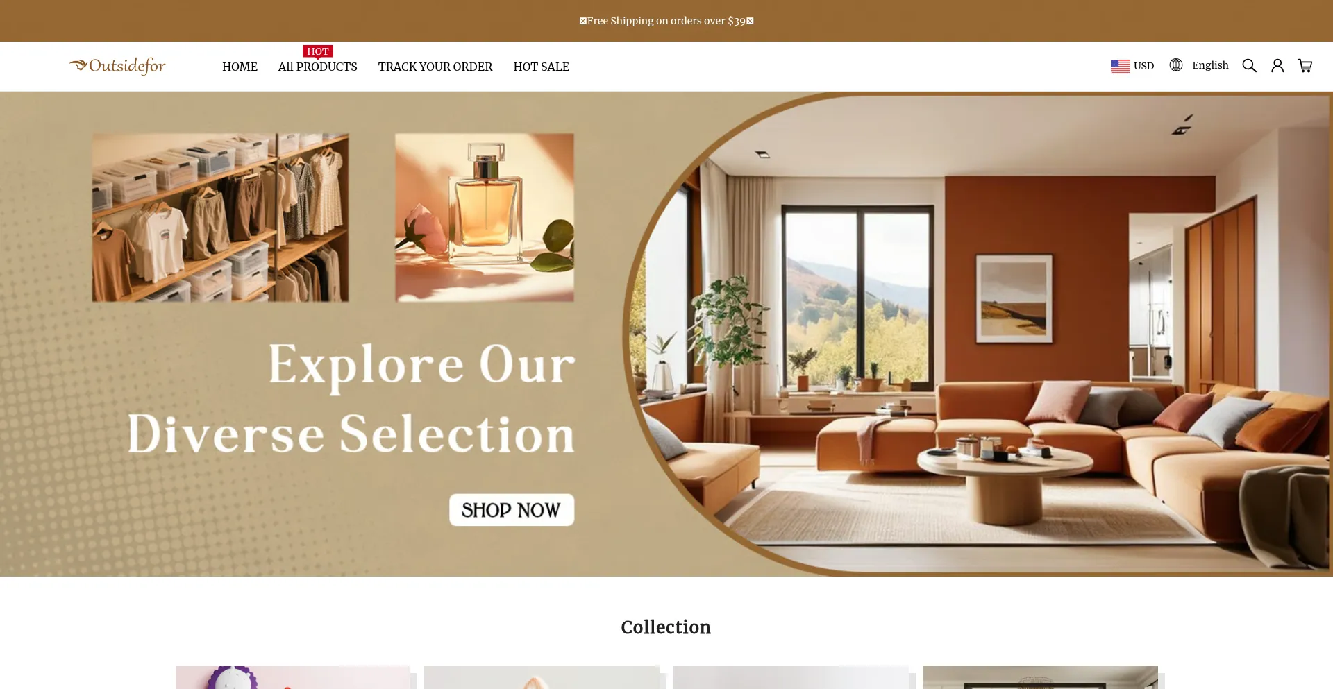 Website screenshot of Outsidefor.com
