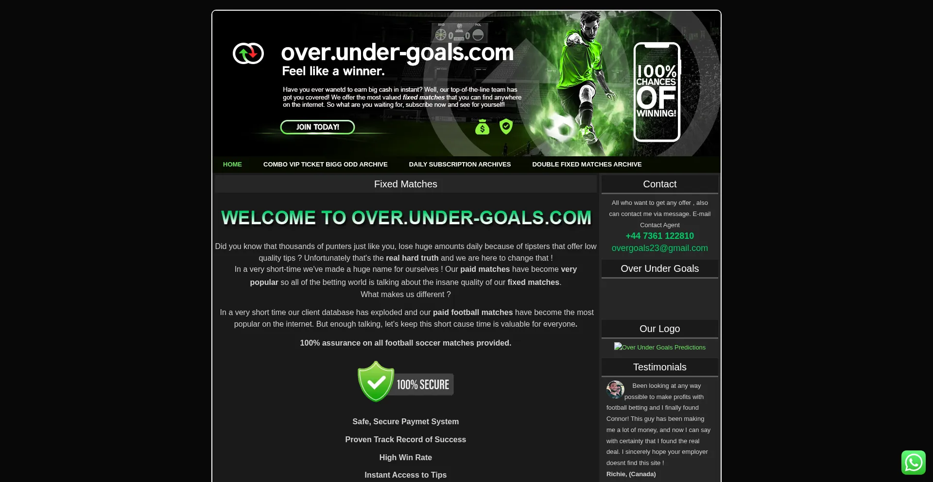 ¿És Seguro y Confiable Over.under-goals.com?