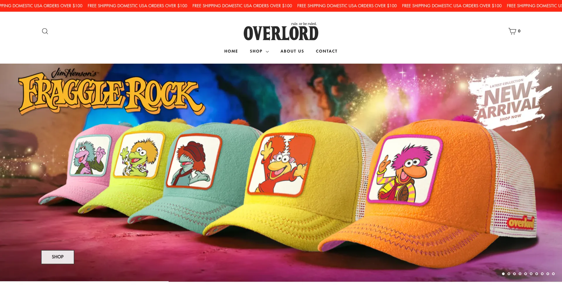 Website screenshot of Overlordcaps.com