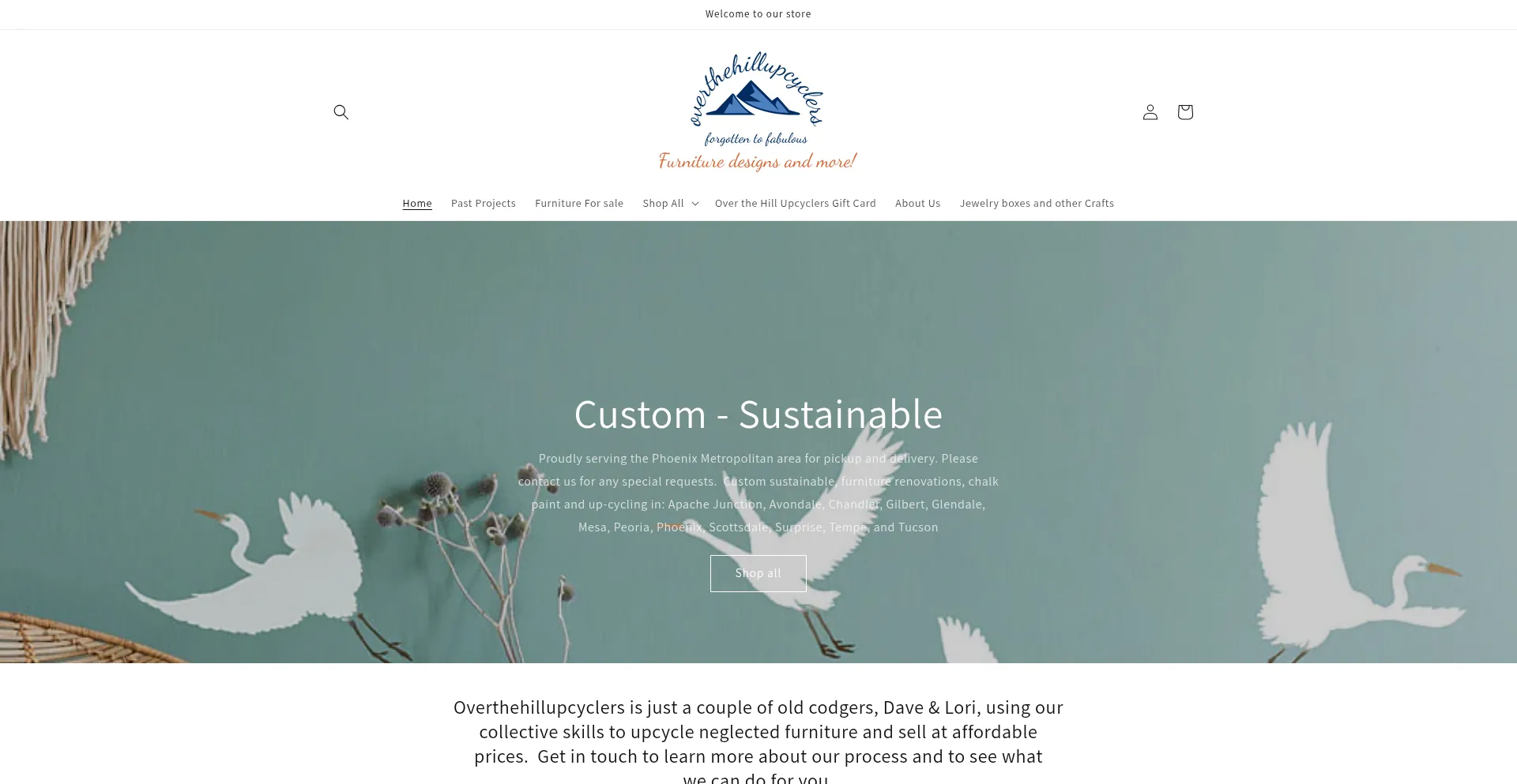 Website screenshot of Overthehillupcyclers.com