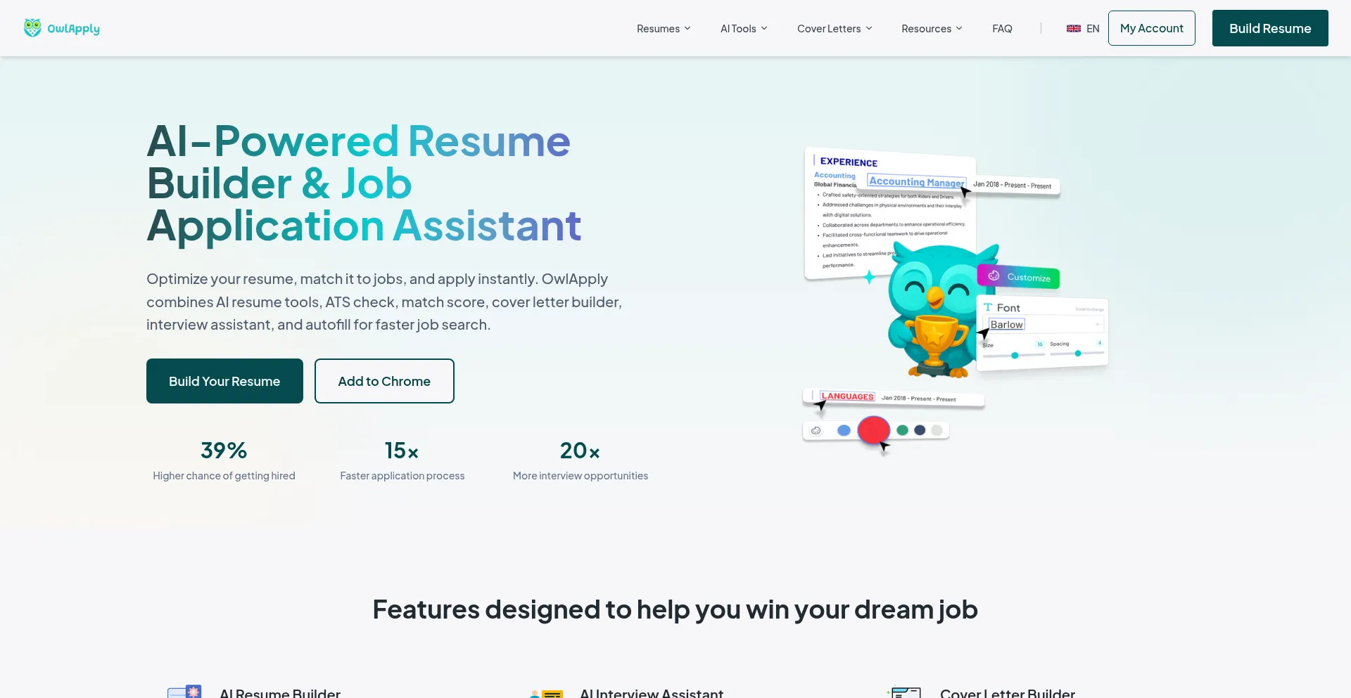 Website screenshot of Owlapply.com