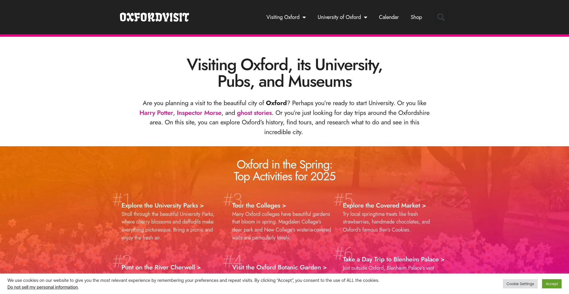Website screenshot of Oxfordvisit.com