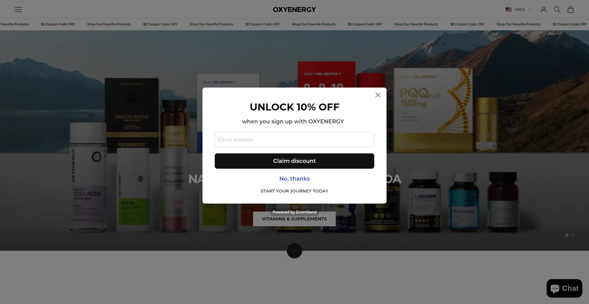 Website screenshot of Oxyenergy-labs.com