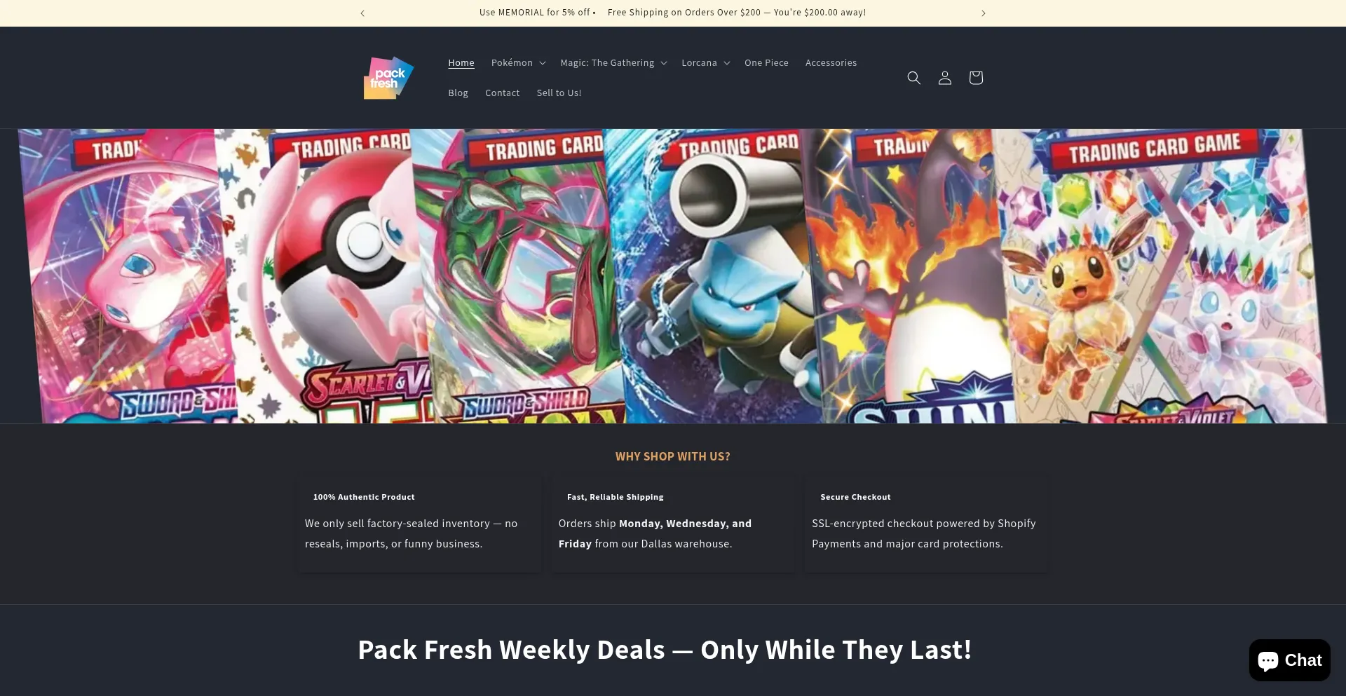 Website screenshot of Pack-fresh.com