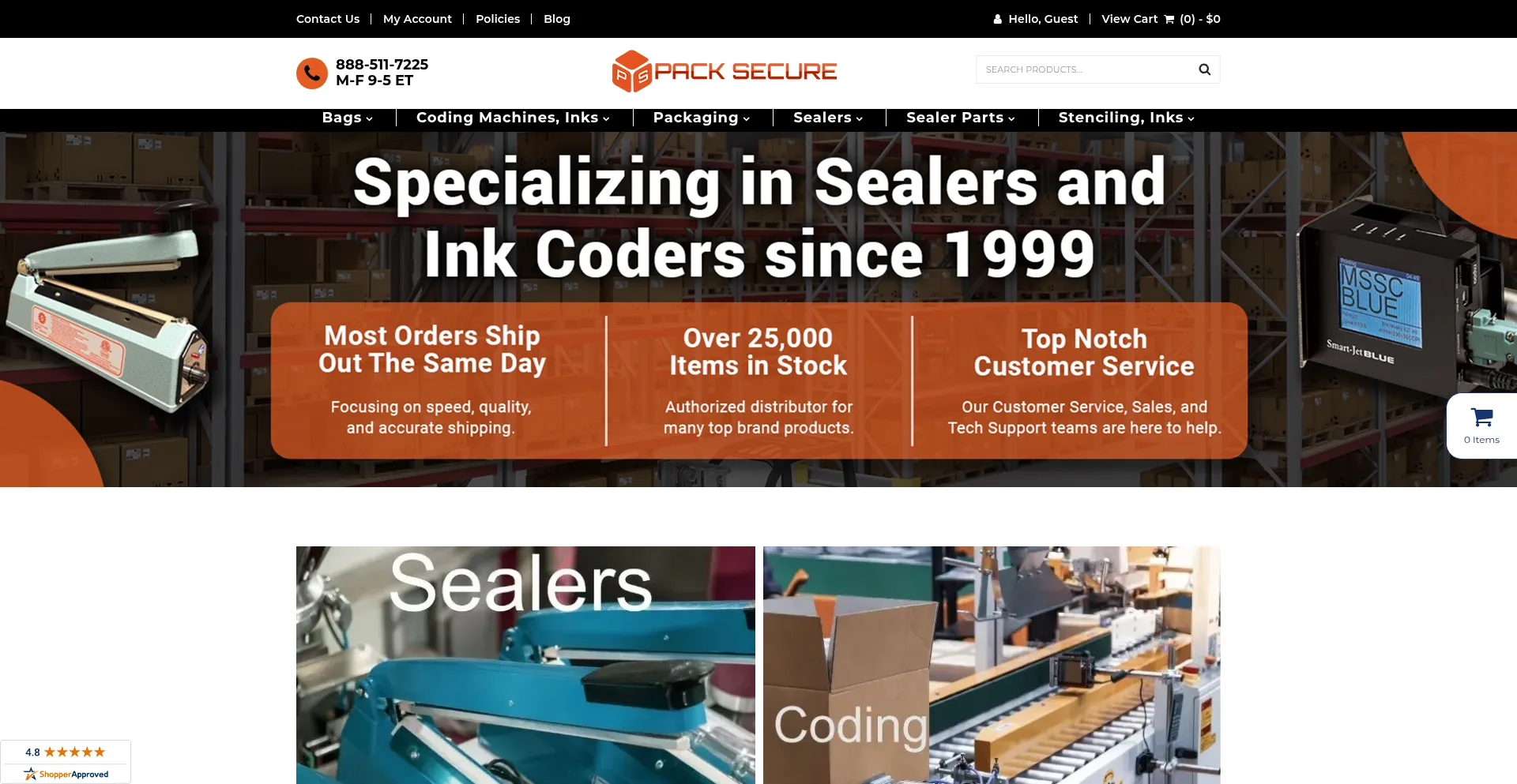 Website screenshot of Pack-secure.com