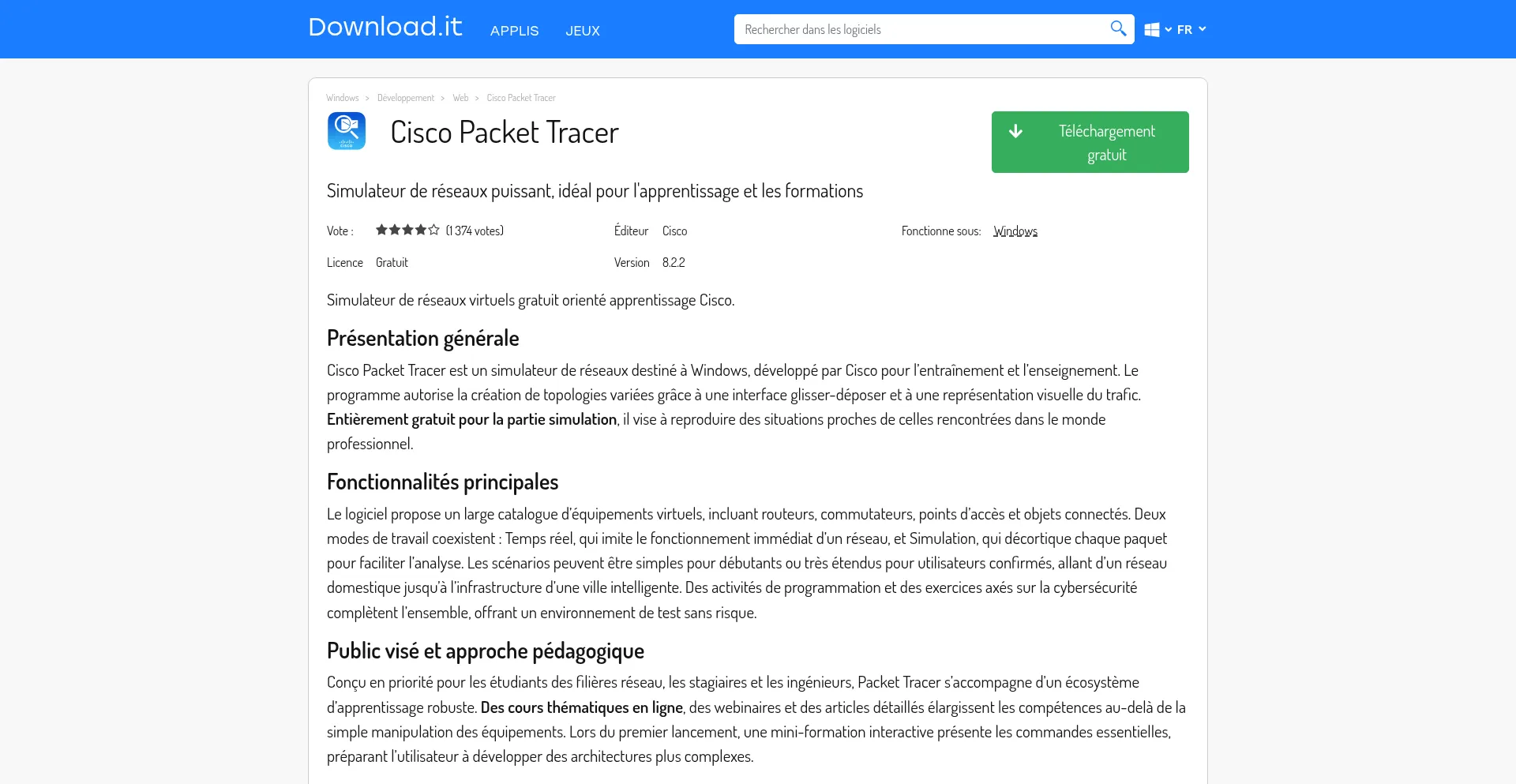 ¿És Seguro y Confiable Packet-tracer.fr.download.it?
