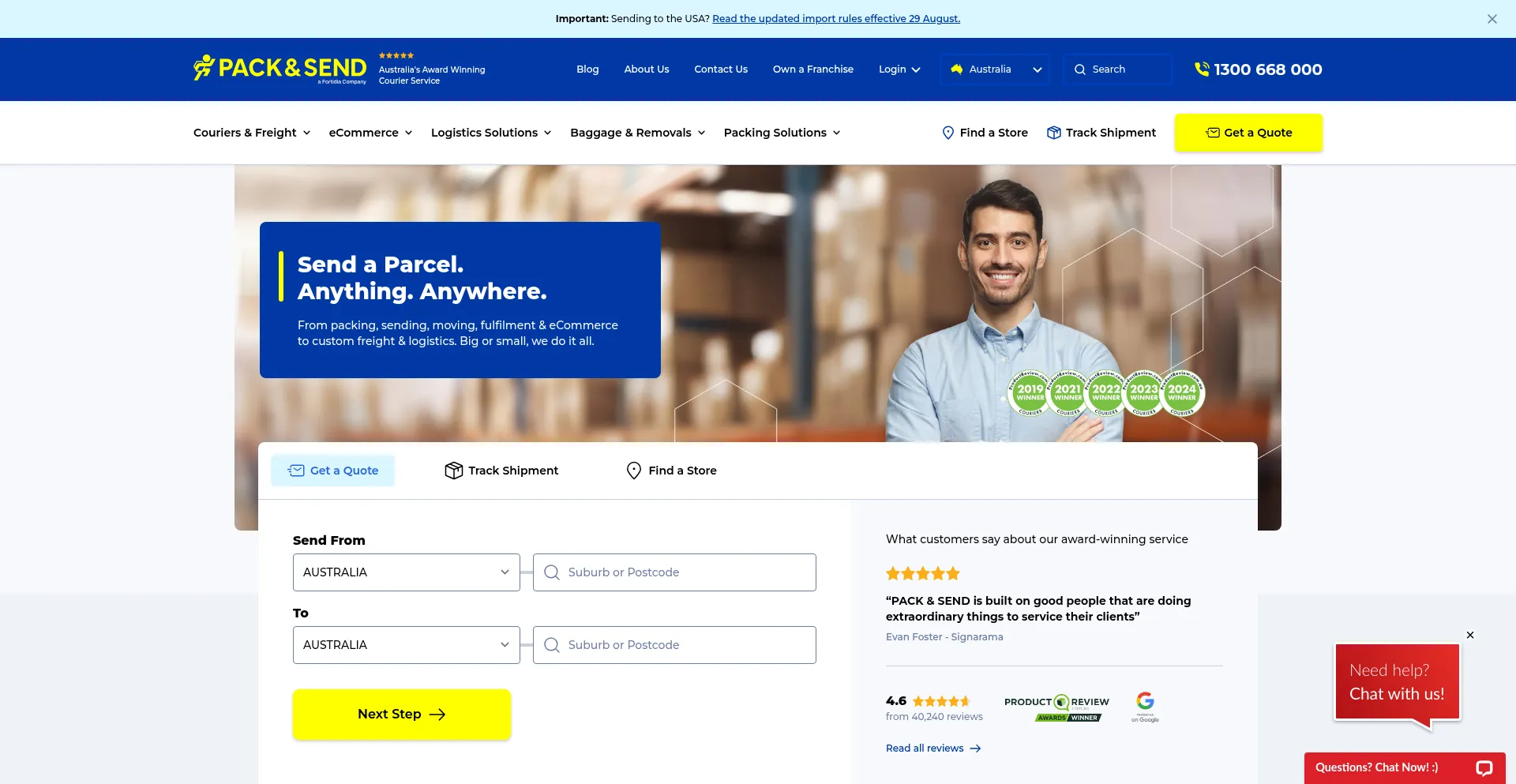 ¿És Seguro y Confiable Packsend.com.au?