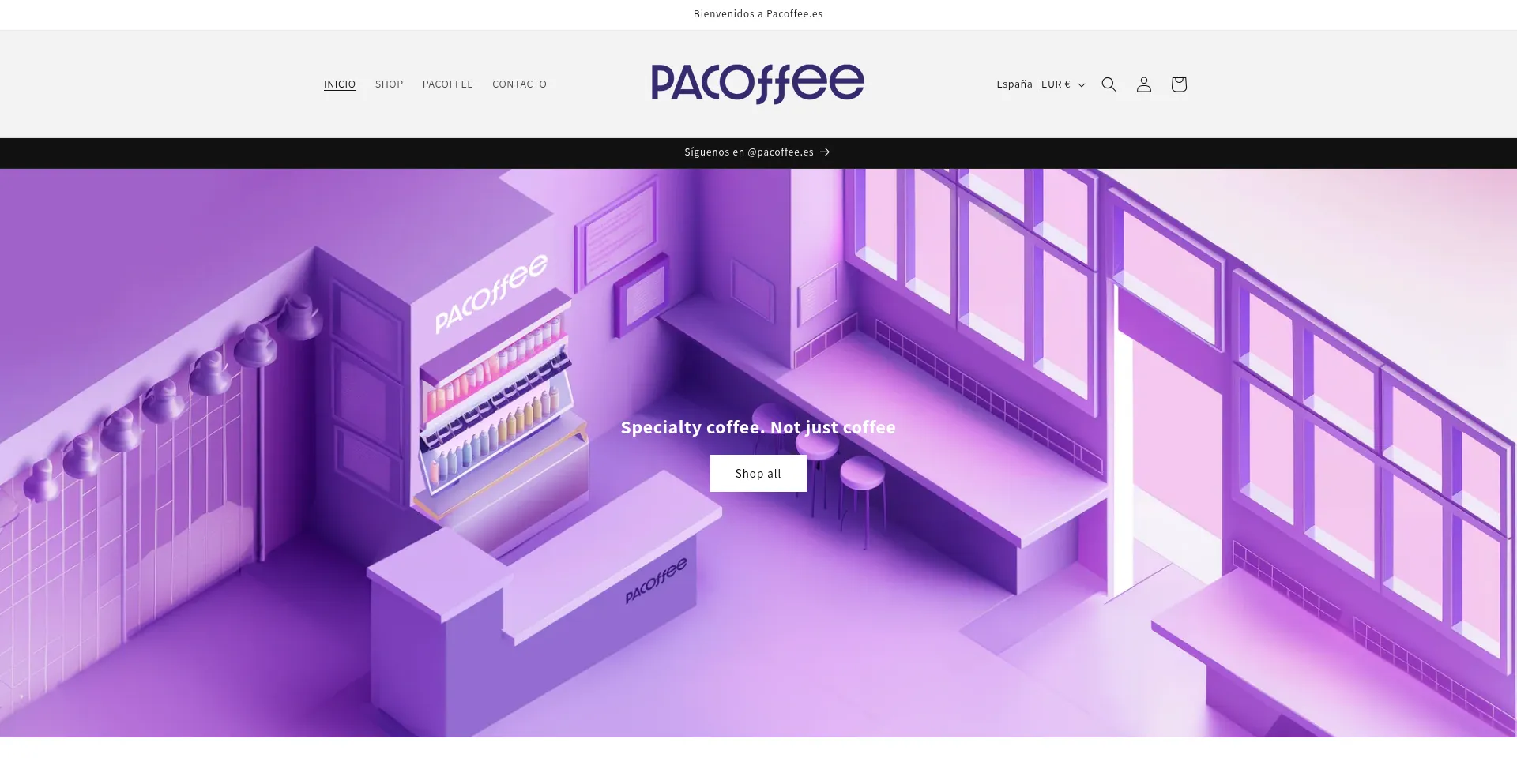 Website screenshot of Pacoffee.es
