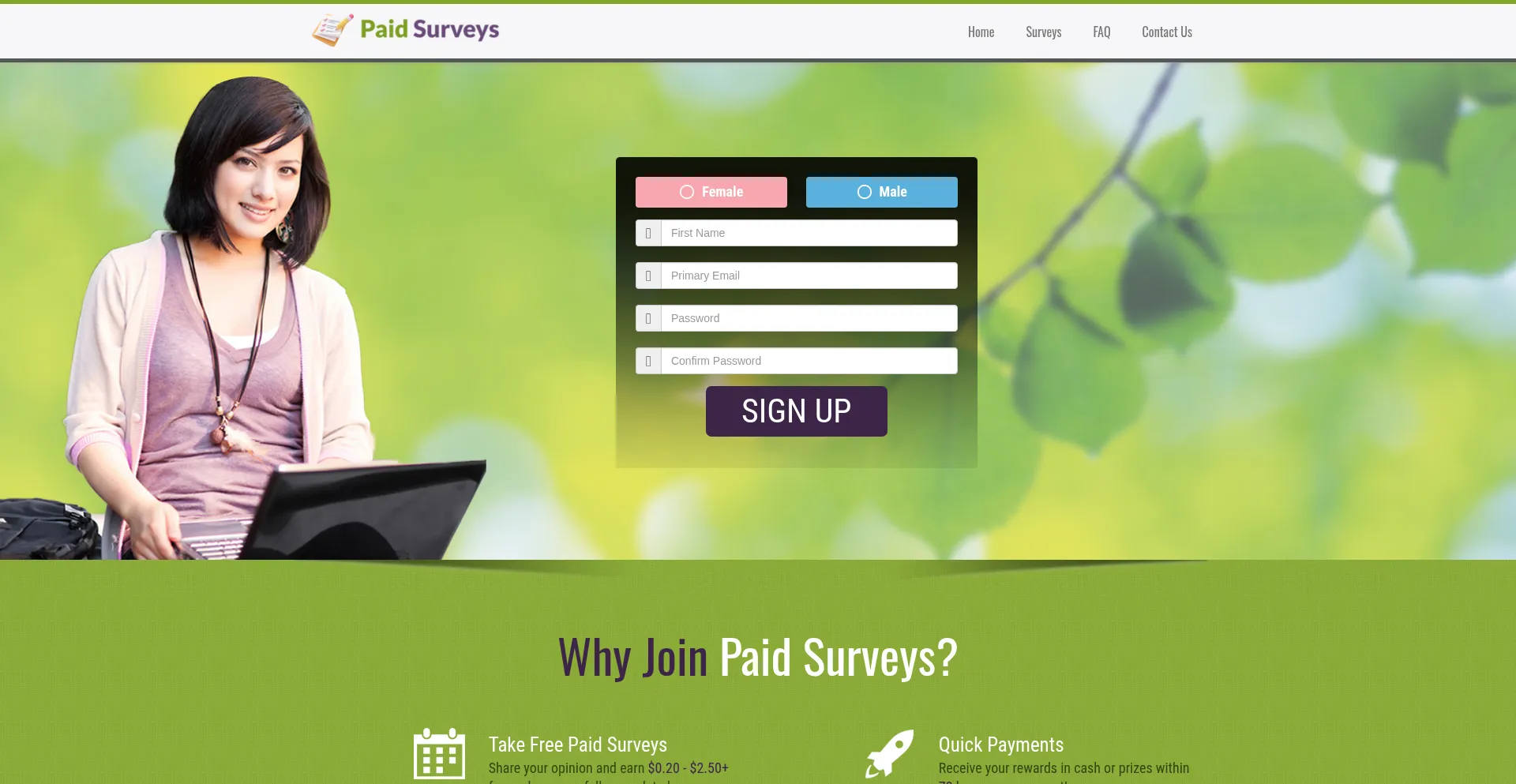 Website screenshot of Paid-surveys.com