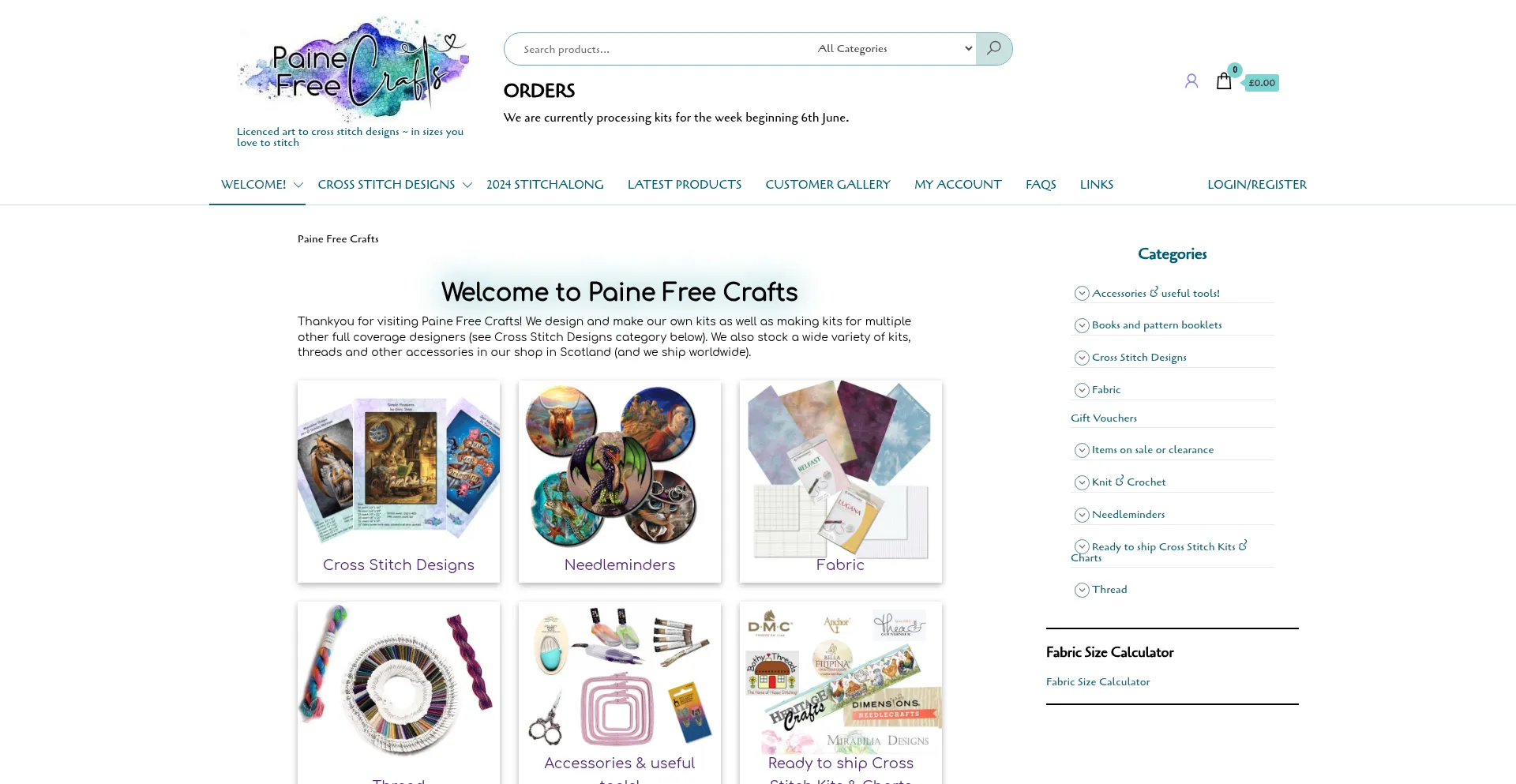 Website screenshot of Painefreecrafts.com