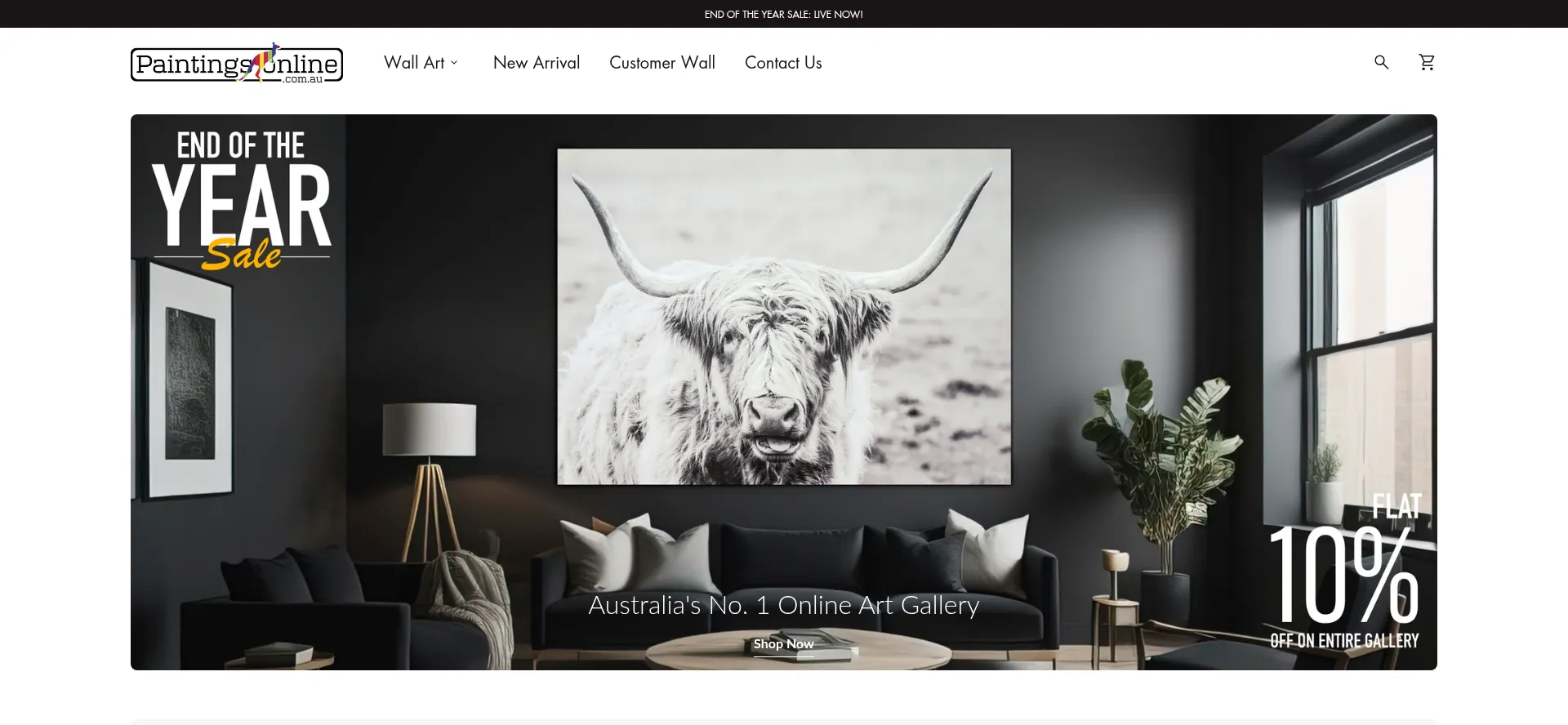Website screenshot of Paintingsonline.com.au