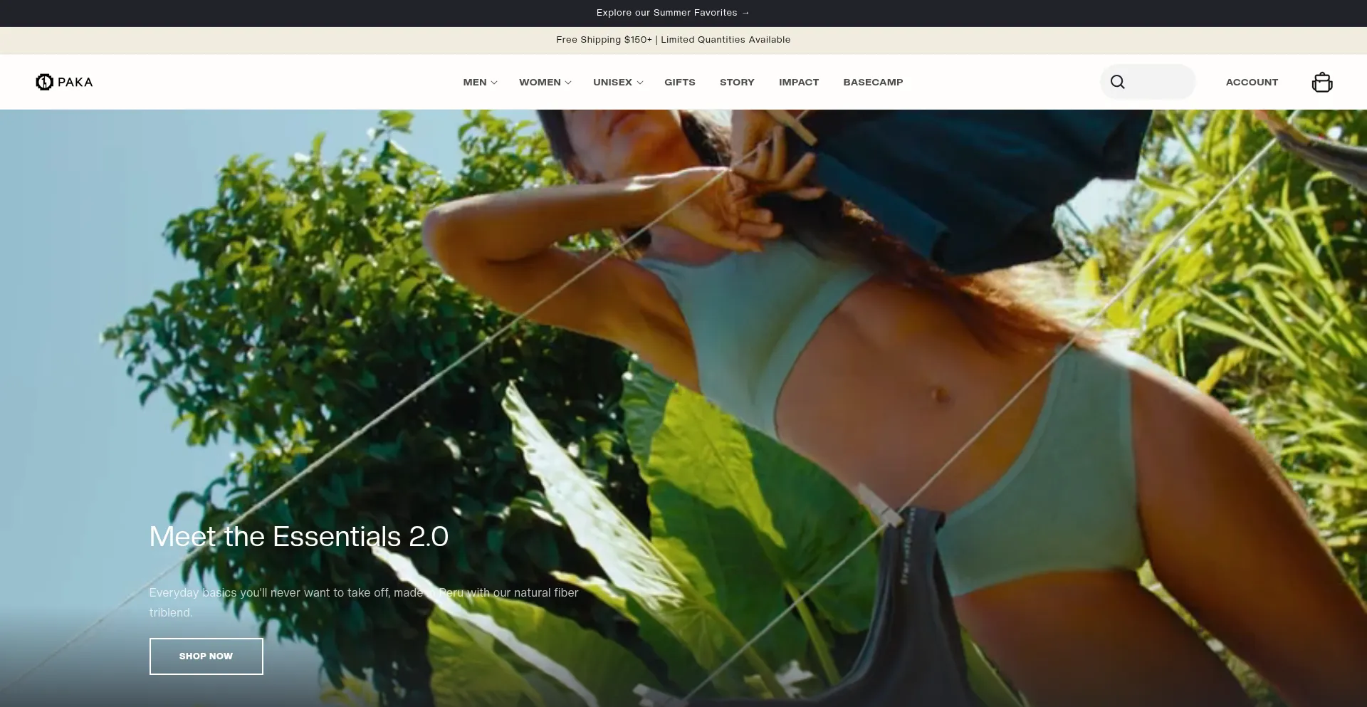 Website screenshot of Pakaapparel.com