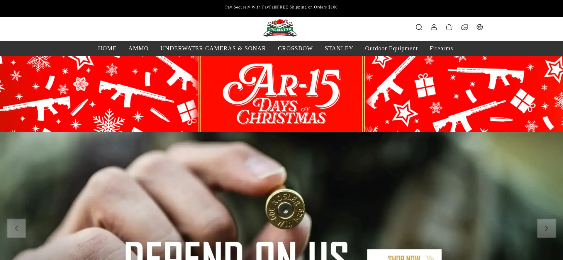 Website screenshot of Pallmetttostatearmory.shop