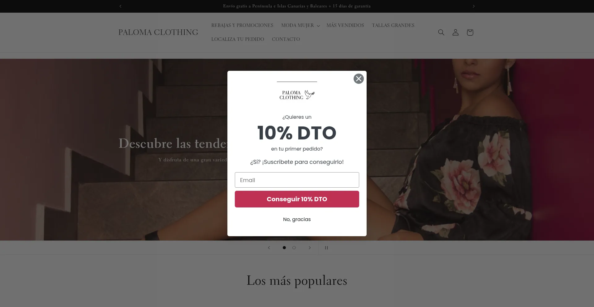 Website screenshot of Paloma-clothing.com