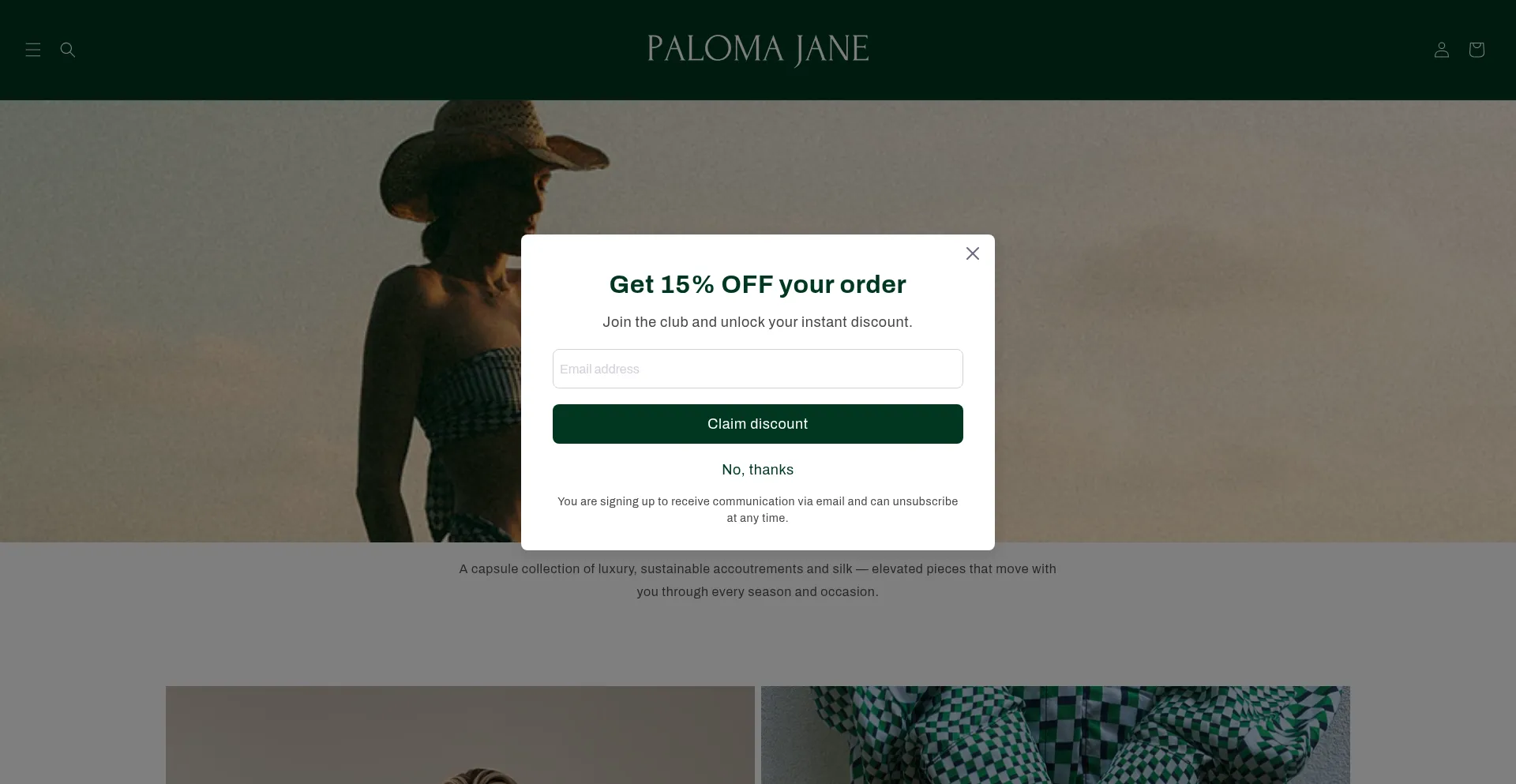 Website screenshot of Palomajane.com