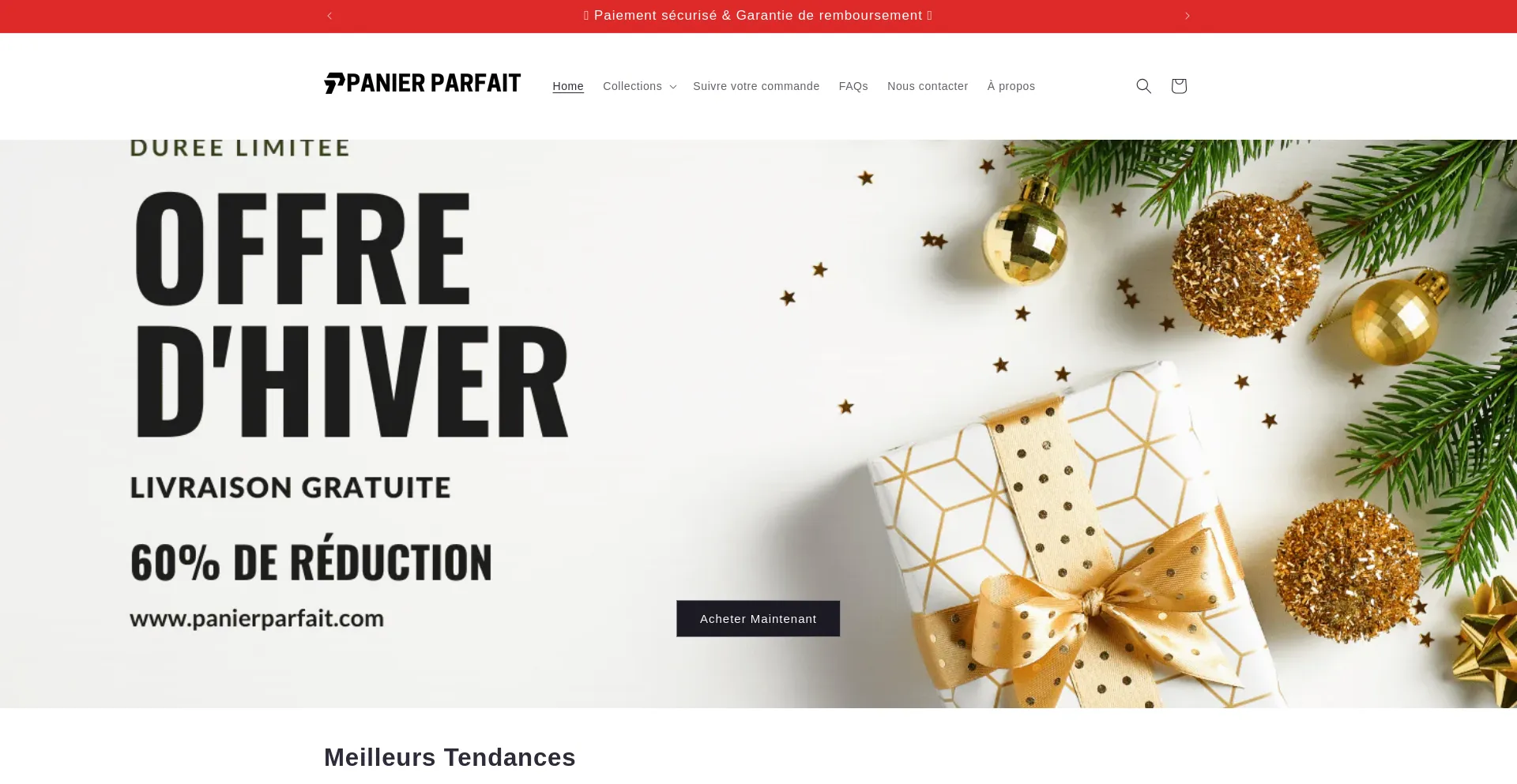 Website screenshot of Panierparfait.com