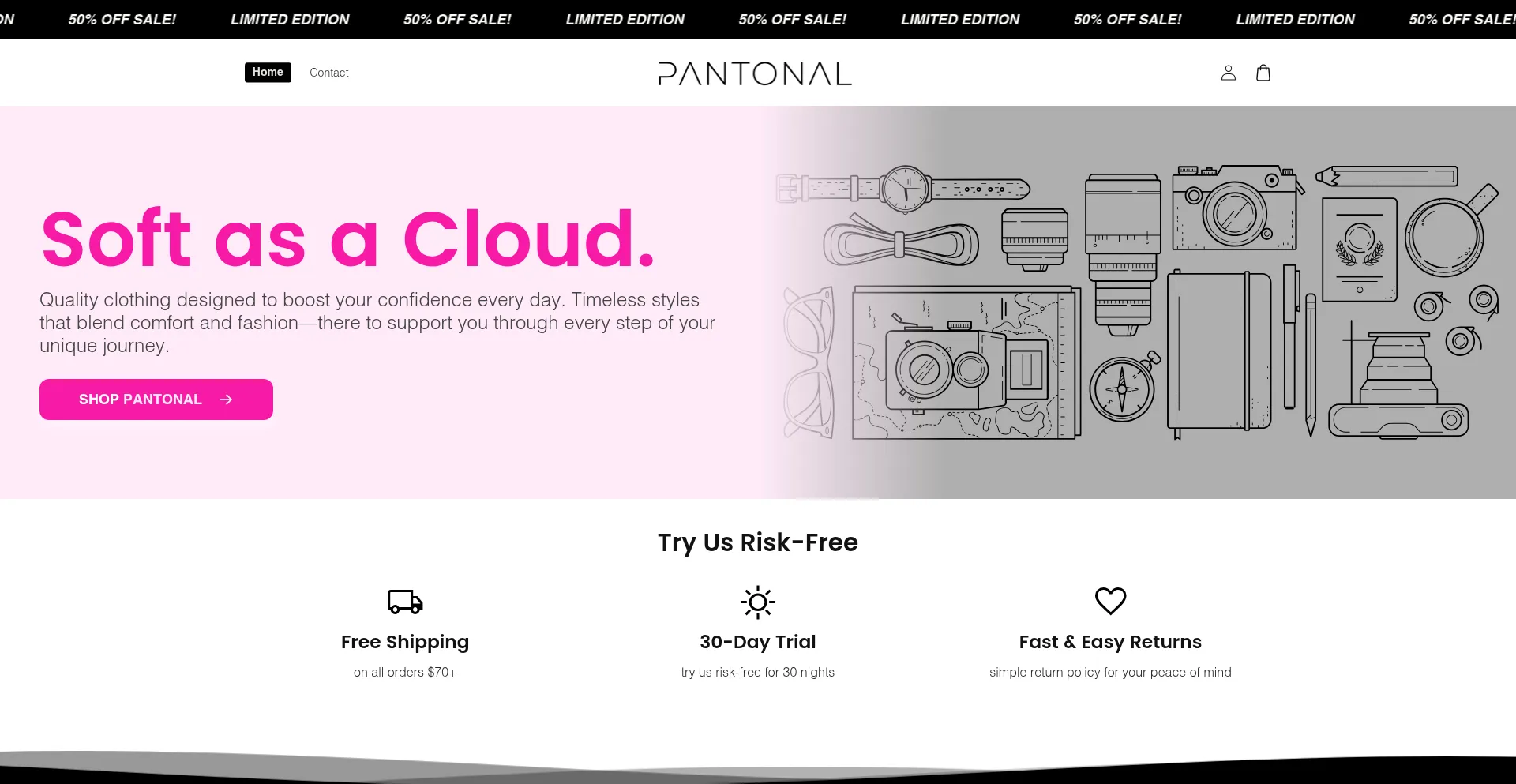 Website screenshot of Pantonal.store