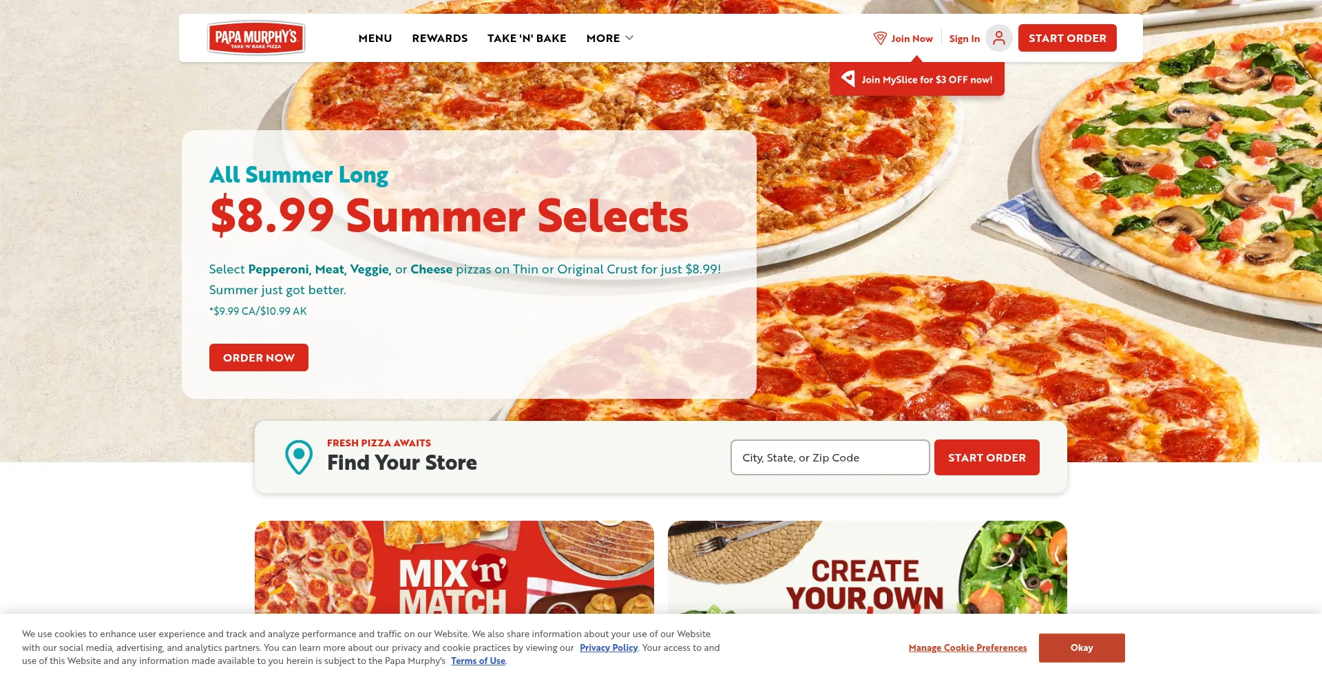 Website screenshot of Papamurphys.com