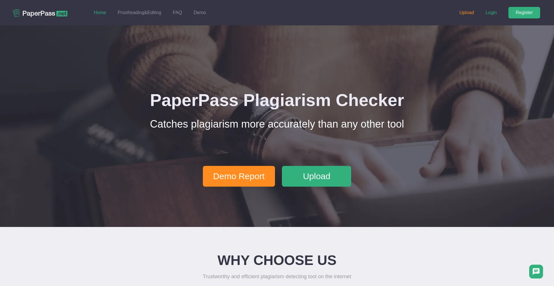 Website screenshot of Paperpass.net