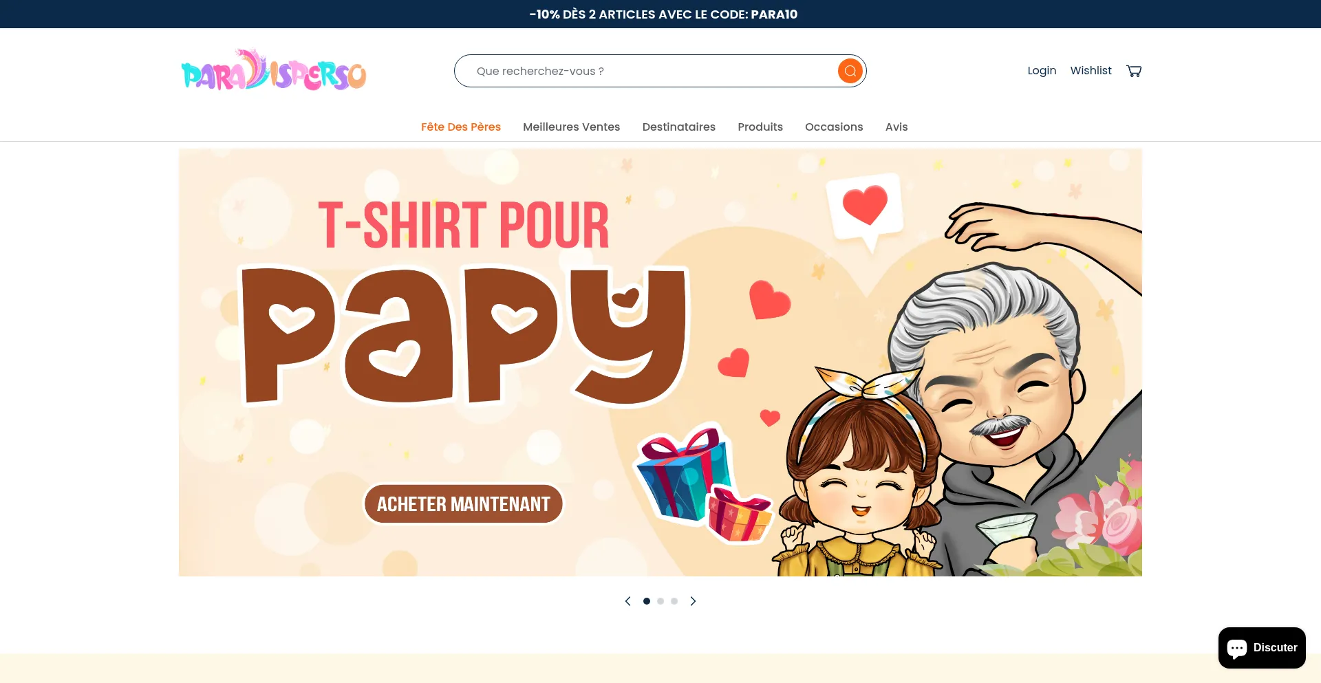 Website screenshot of Paradisperso.com