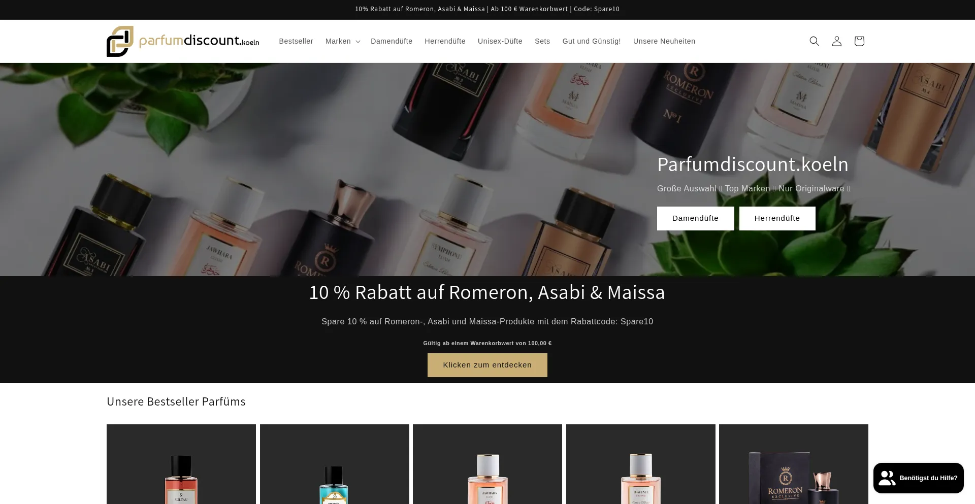 Website screenshot of Parfumdiscount.koeln