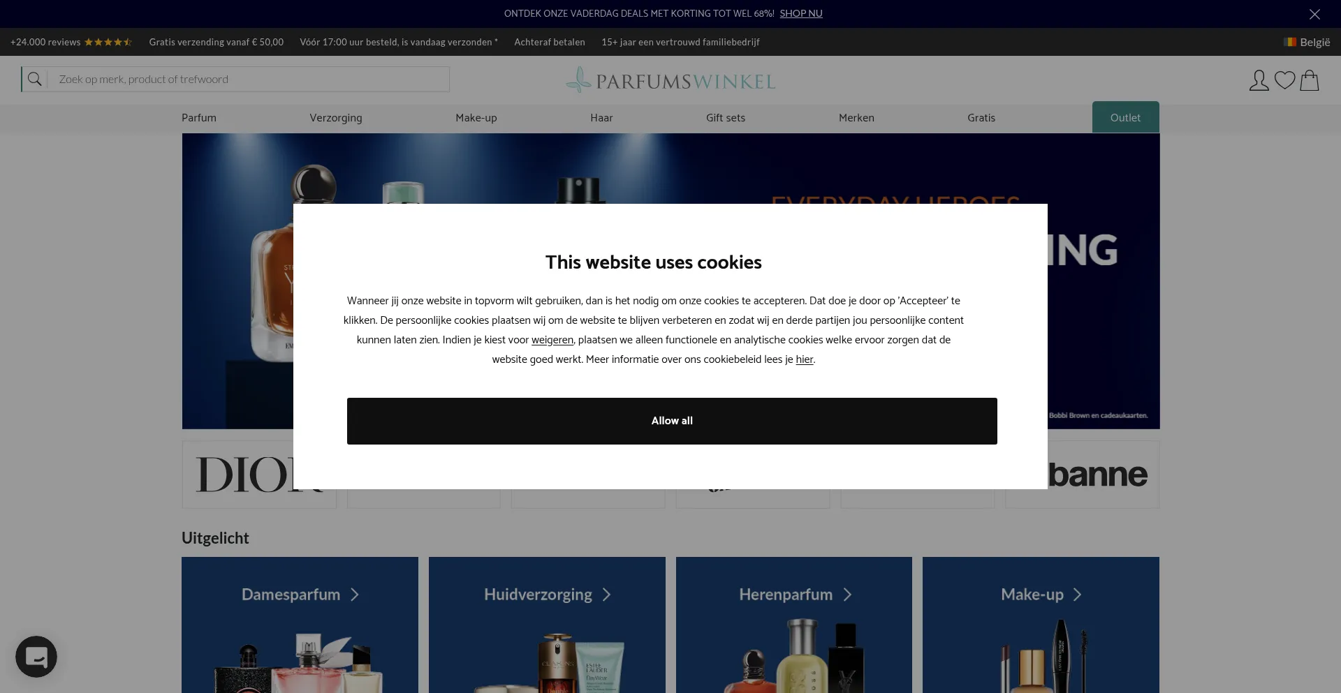 Website screenshot of Parfumswinkel.be
