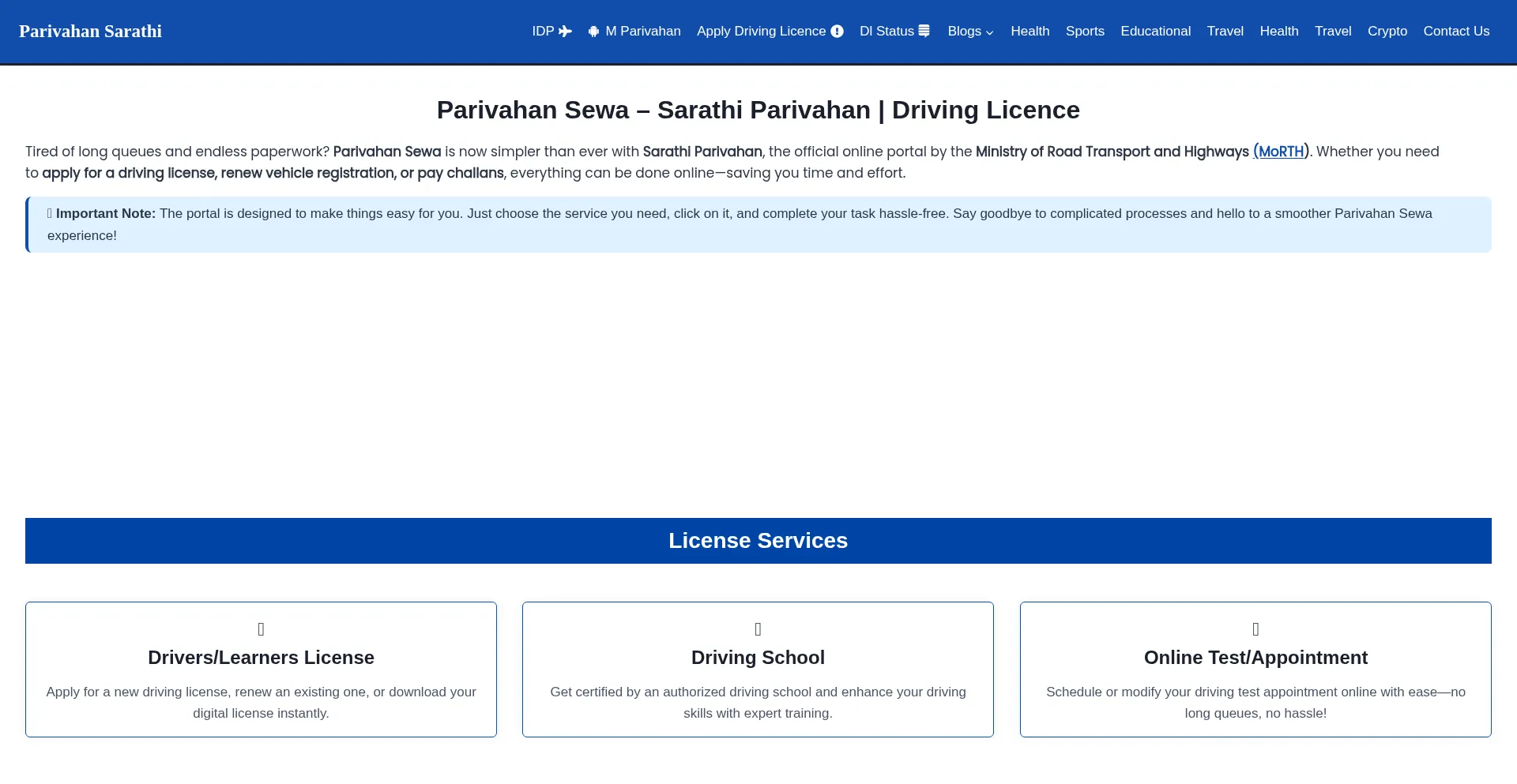 Parivahansarathi.co Screenshot