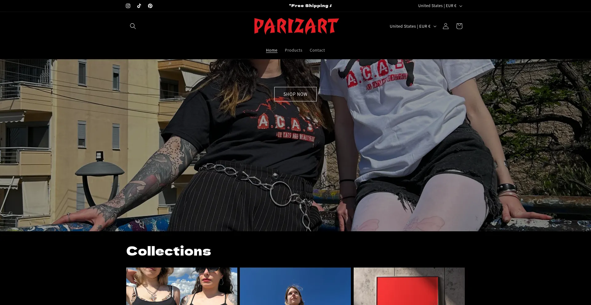 Website screenshot of Parizart.shop