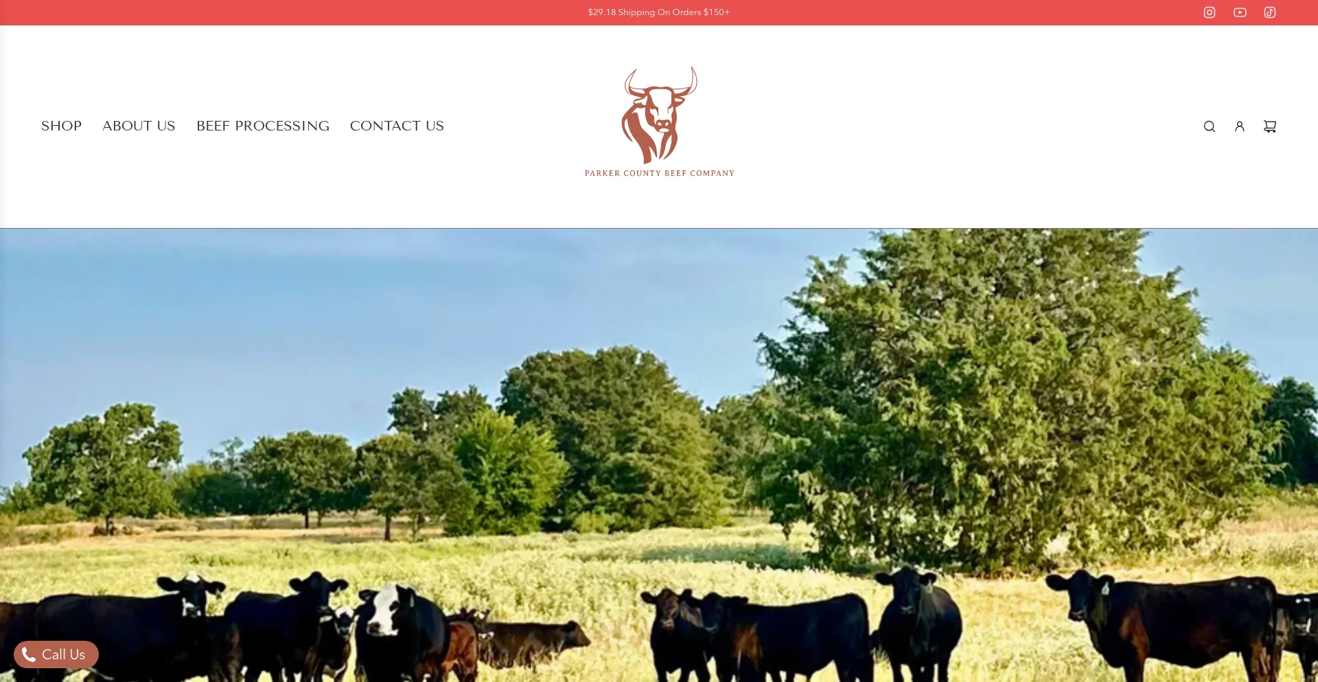 Website screenshot of Parkercountybeefcompany.com