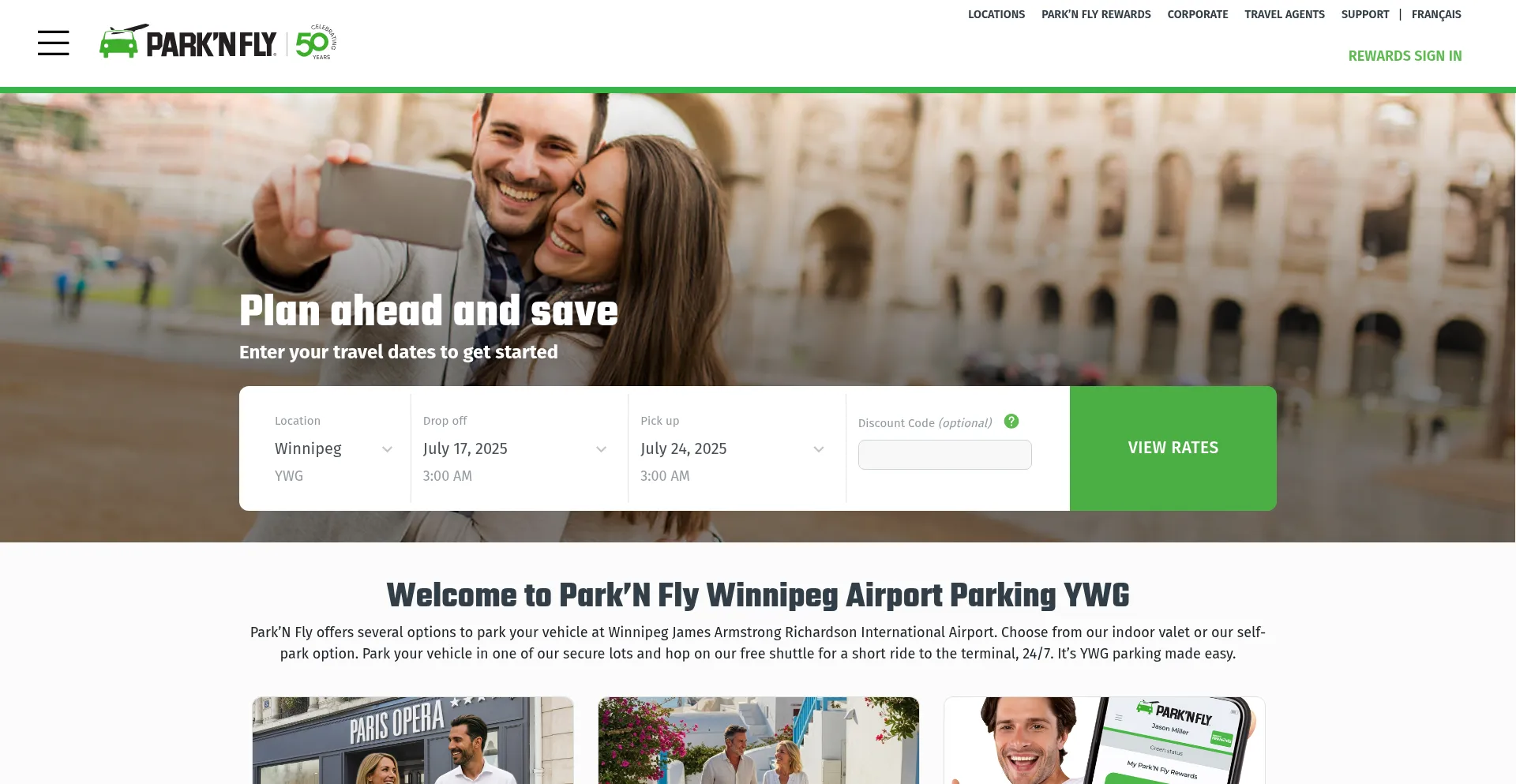 Website screenshot of Parknfly.ca