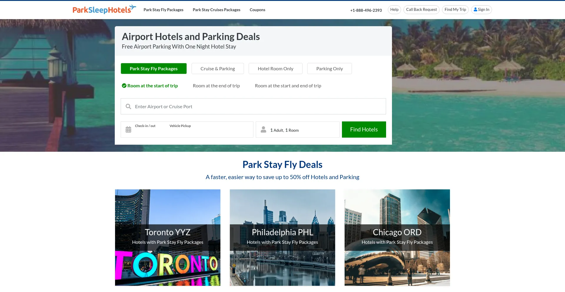 Website screenshot of Parksleephotels.com