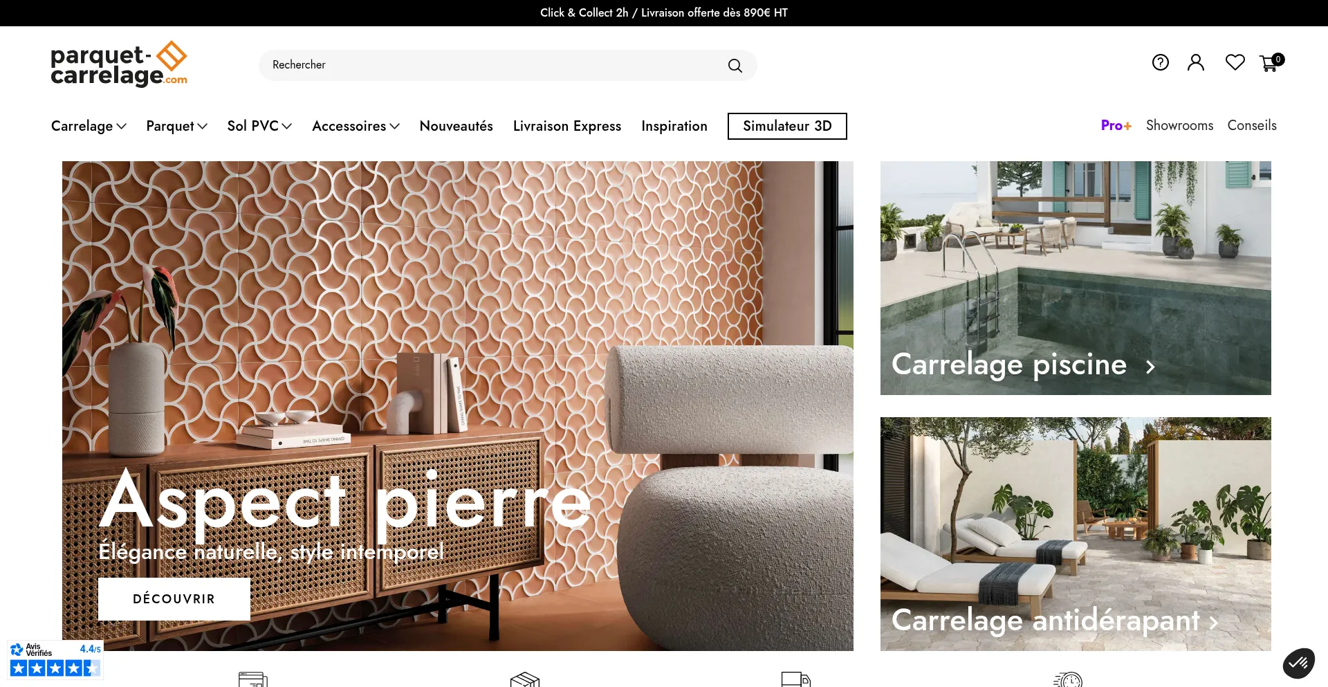 Website screenshot of Parquet-carrelage.com