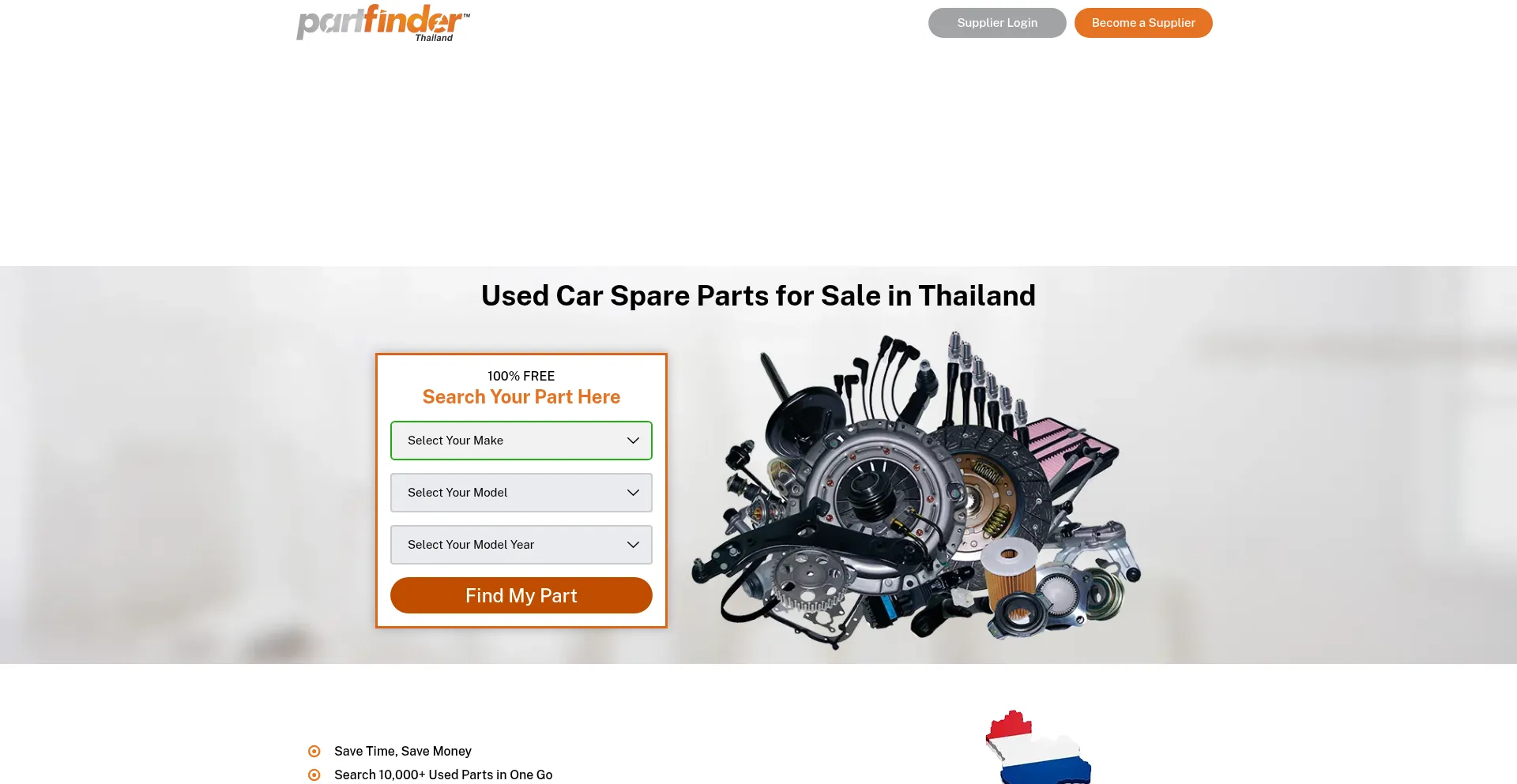 Website screenshot of Partfinderthailand.com
