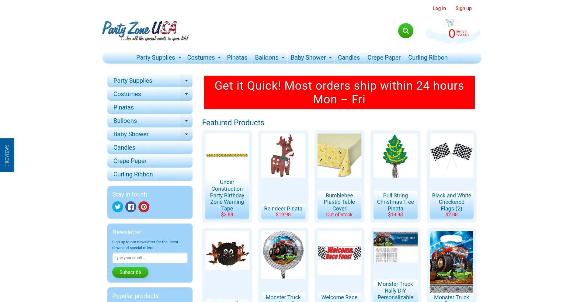 Partyzoneusa.com Screenshot