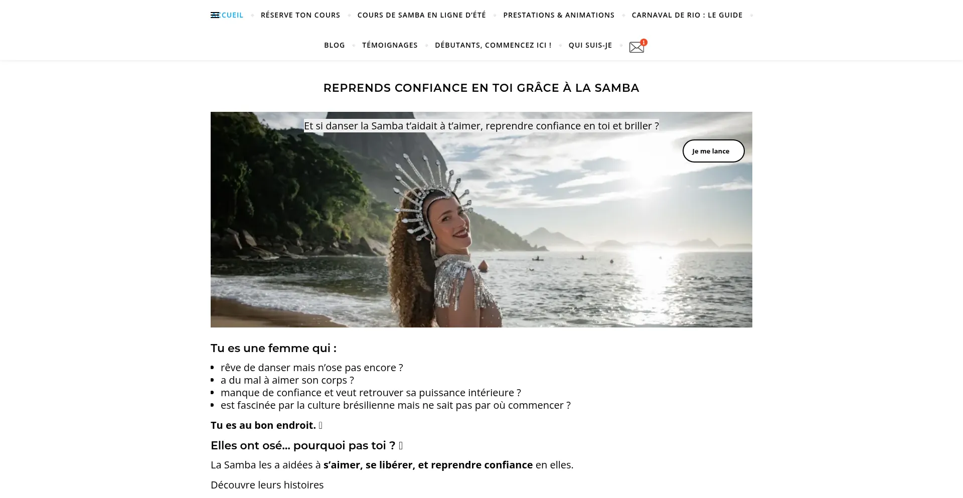 Website screenshot of Passionsamba.fr