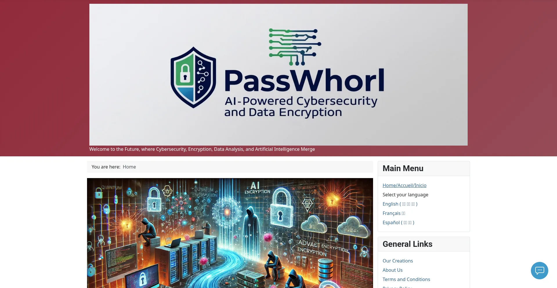 Website screenshot of Passwhorl.com