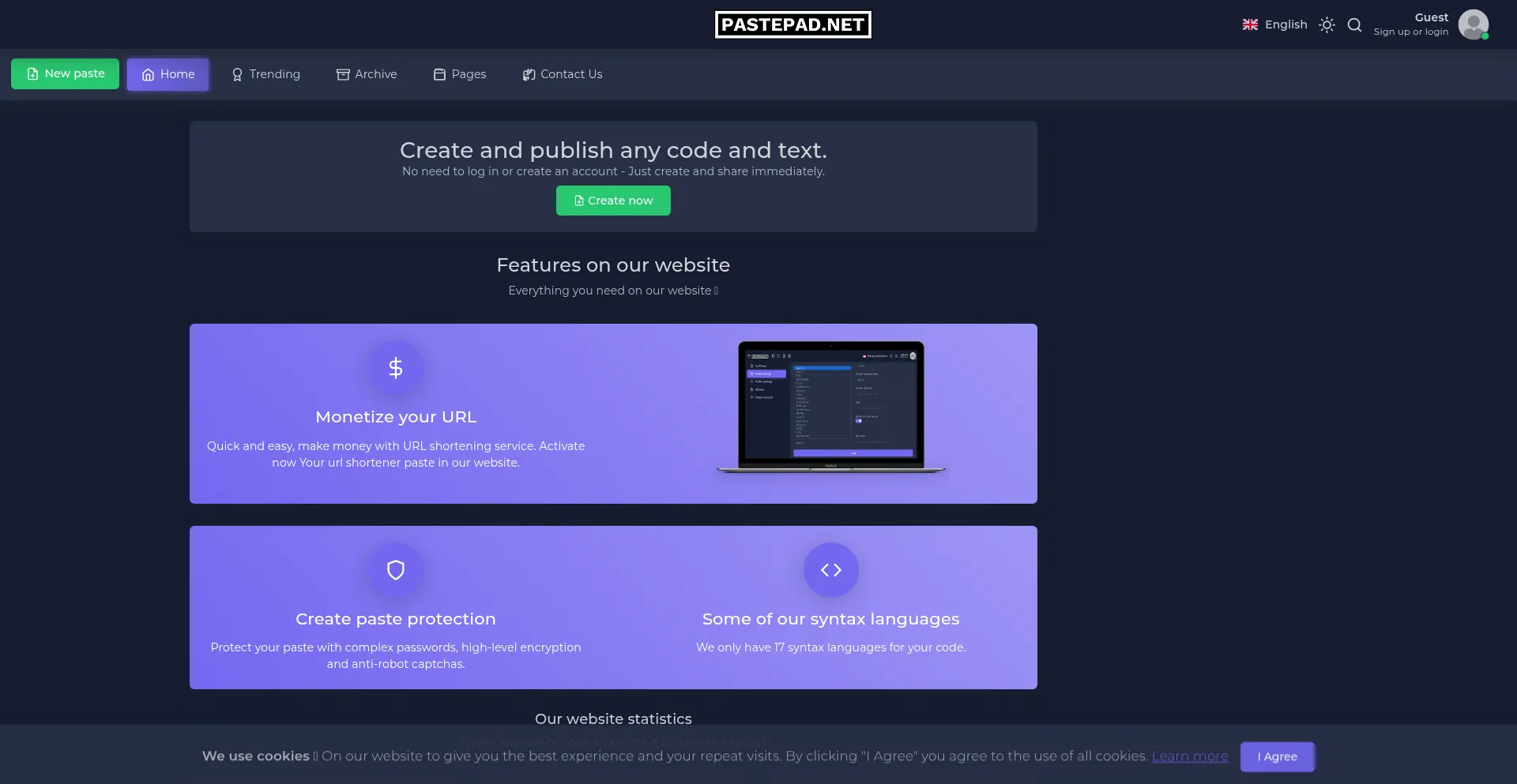Pastepad.net Screenshot