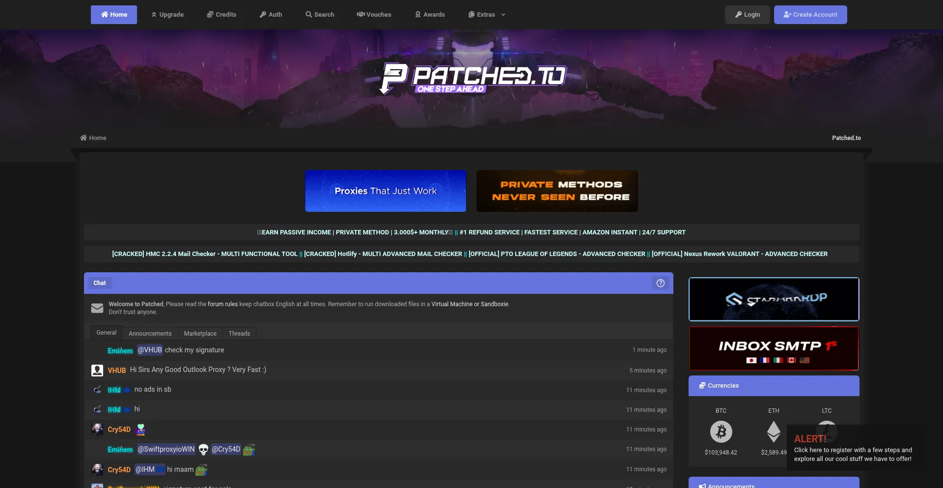 Website screenshot of Patched.to
