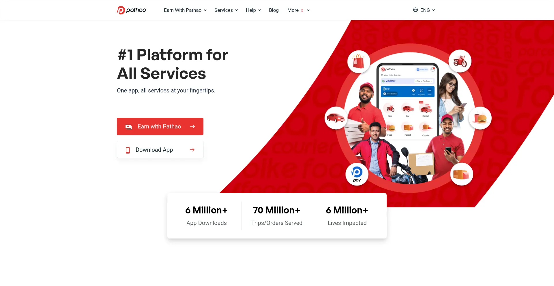 Website screenshot of Pathao.com